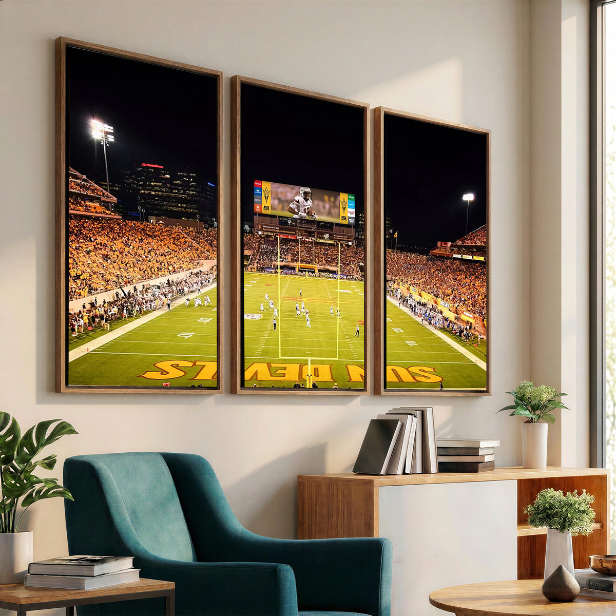 87612-MGV-CV-36X24 - ASU Sun Devils Football Team Print - Phoenix Mountain America Stadium Canvas Print