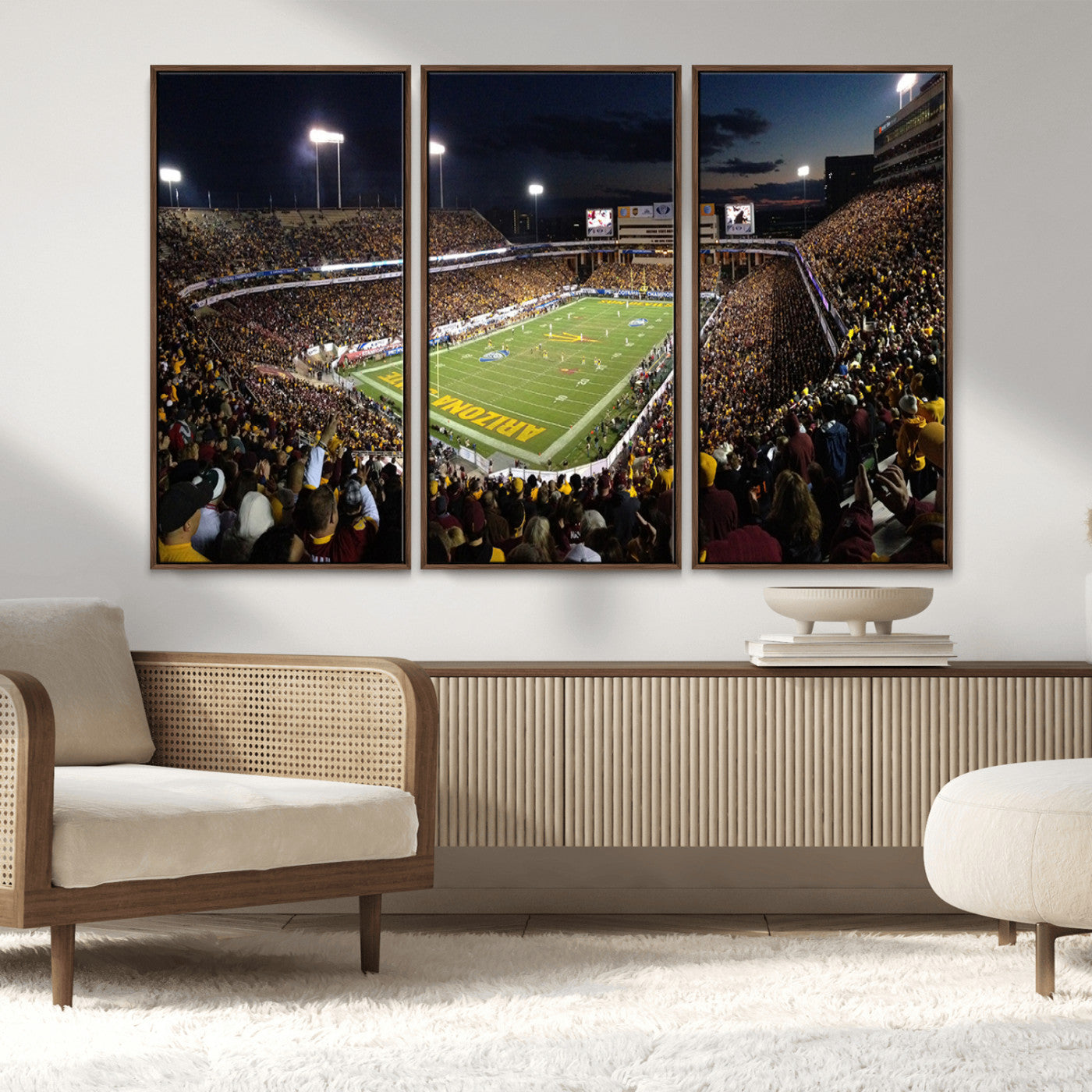 MGV-FC-48X32-3P - ASU Sun Devils Football Team Print Canvas - Phoenix Mountain America Stadium Wall Art Canvas Print