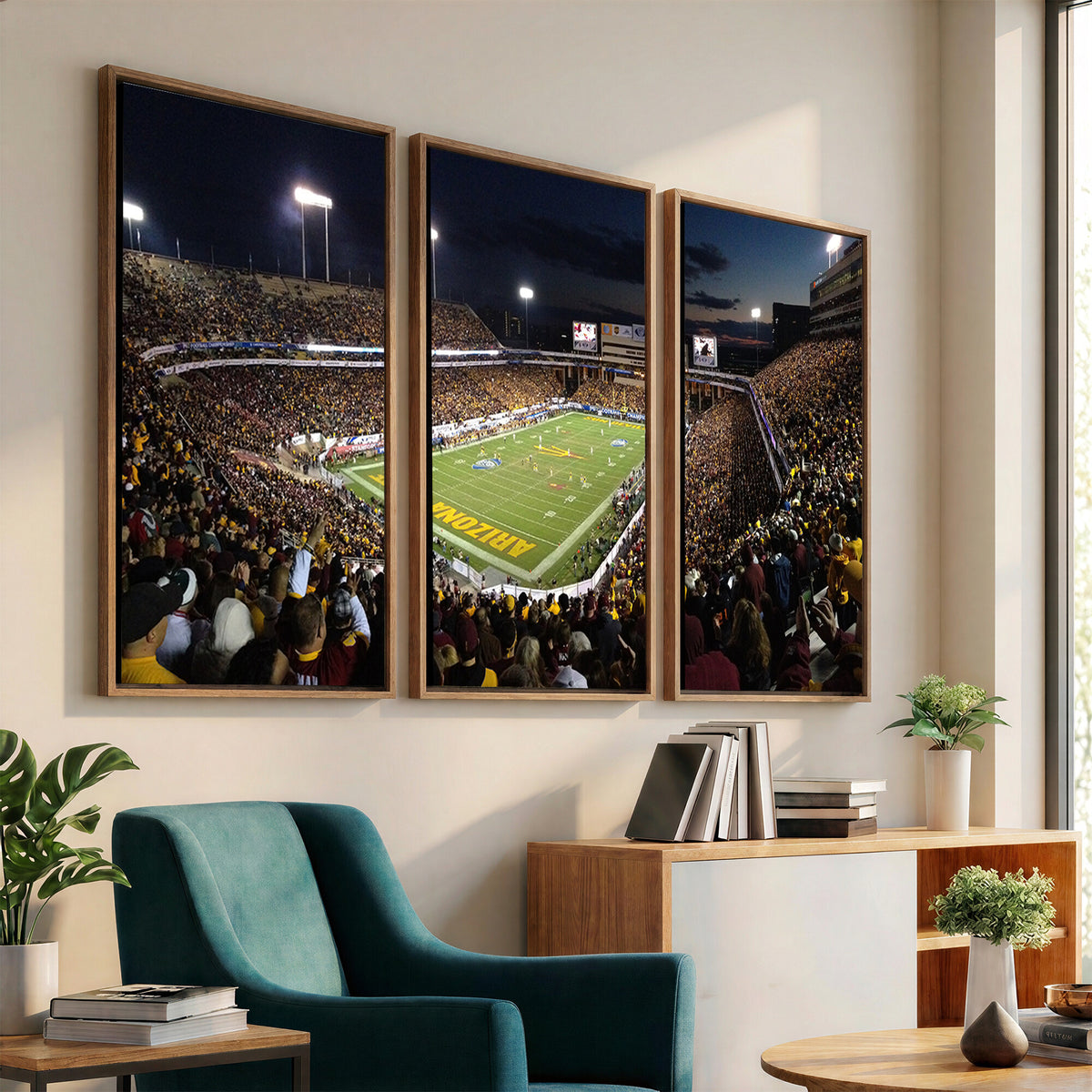 75716-MGV-CV-36X24 - ASU Sun Devils Football Team Print Canvas - Phoenix Mountain America Stadium Wall Art Canvas Print