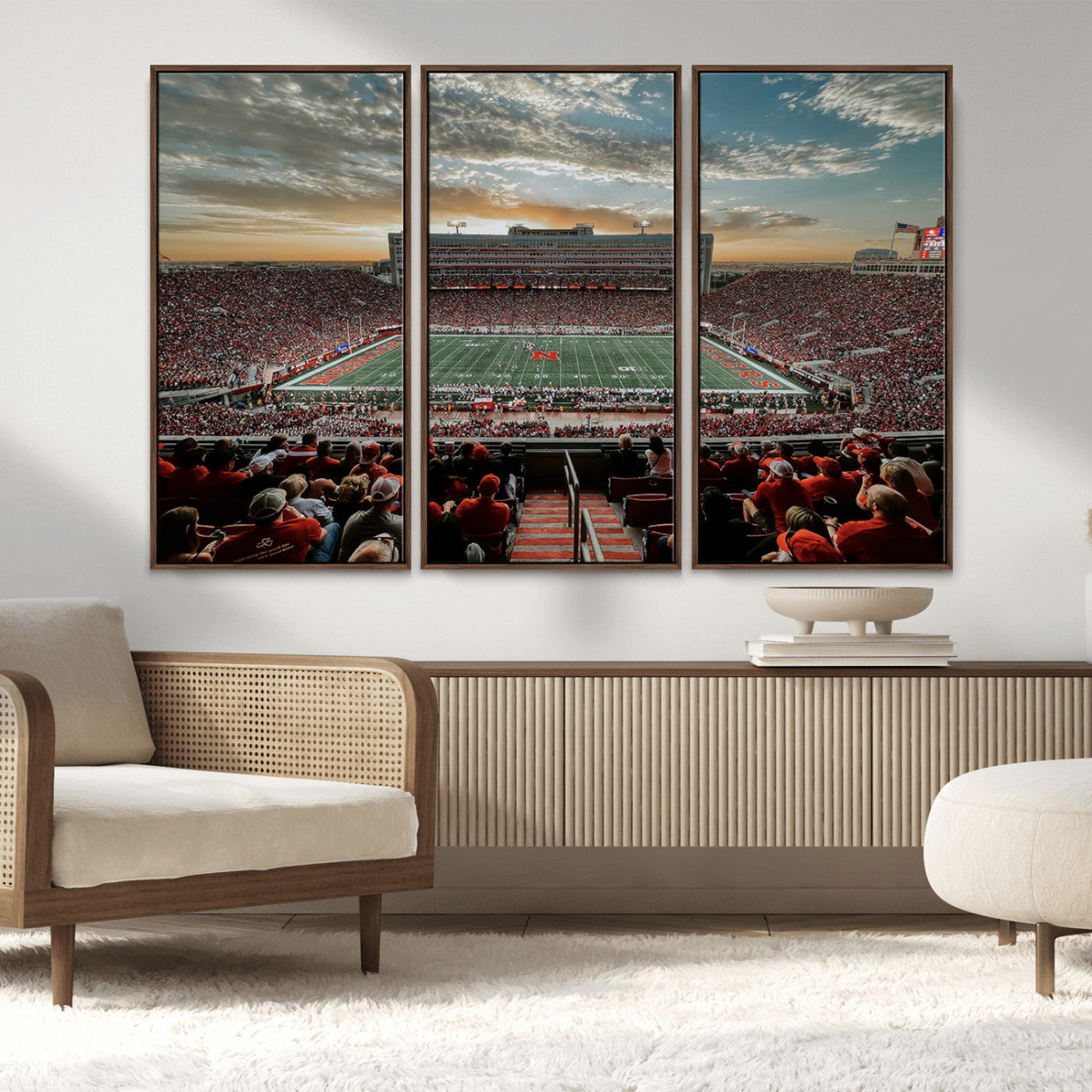 MGV-FC-48X32-3P - University of Nebraska Cornhuskers Football Team Print - Lincoln Memorial Stadium Art Canvas Print