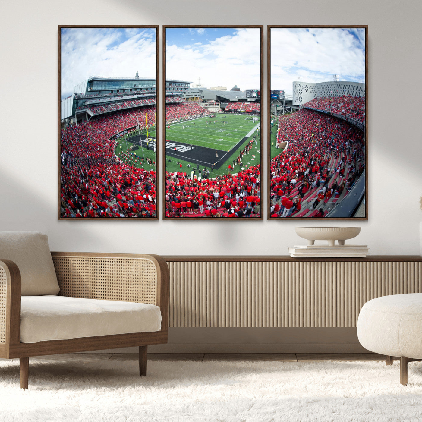 MGV-FC-48X32-3P - Cincinnati Bearcats Football Team Print - Nippert Stadium Wall Art Canvas Print