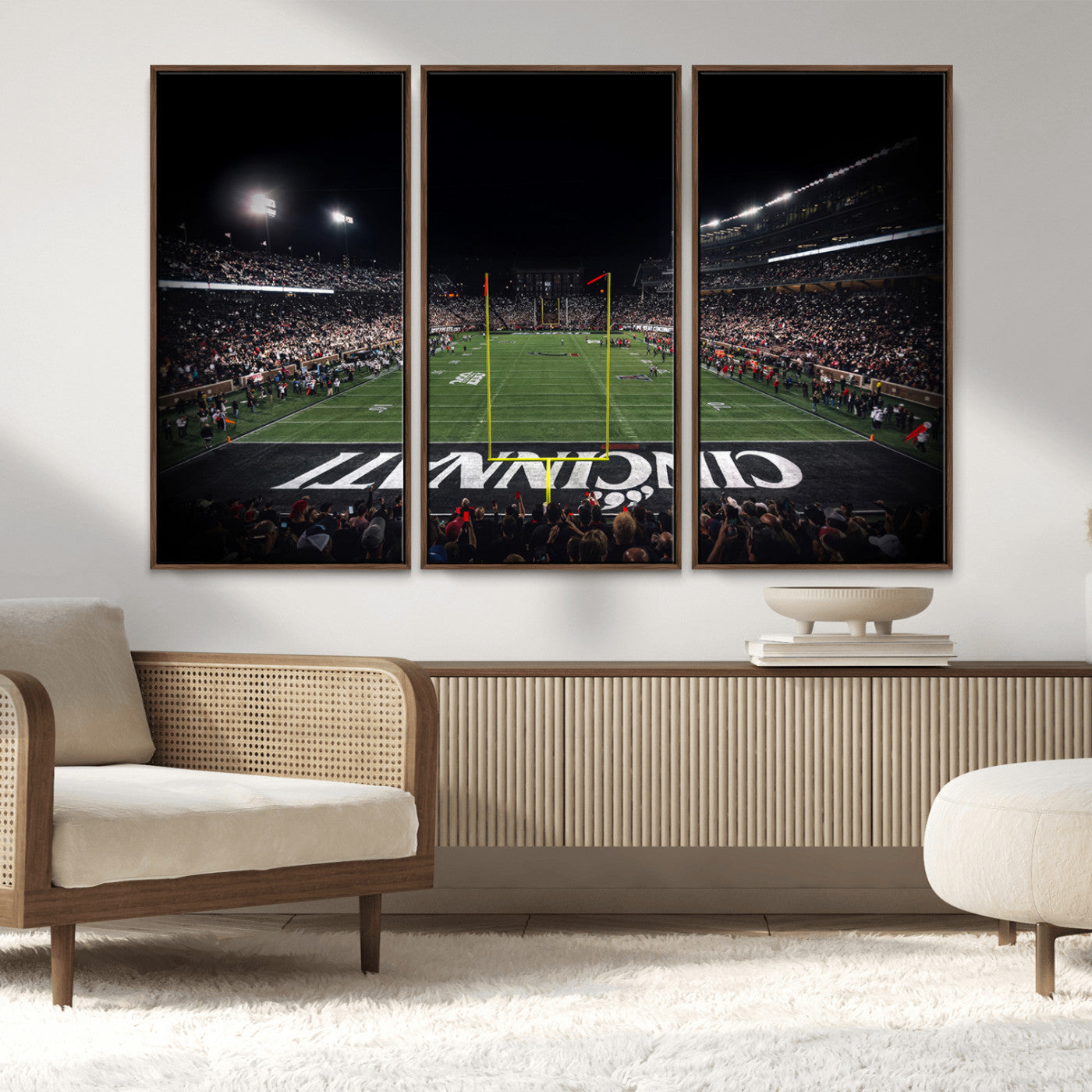 MGV-FC-48X32-3P - Cincinnati Bearcats Football Team Print - Nippert Stadium Wall Art Canvas Print