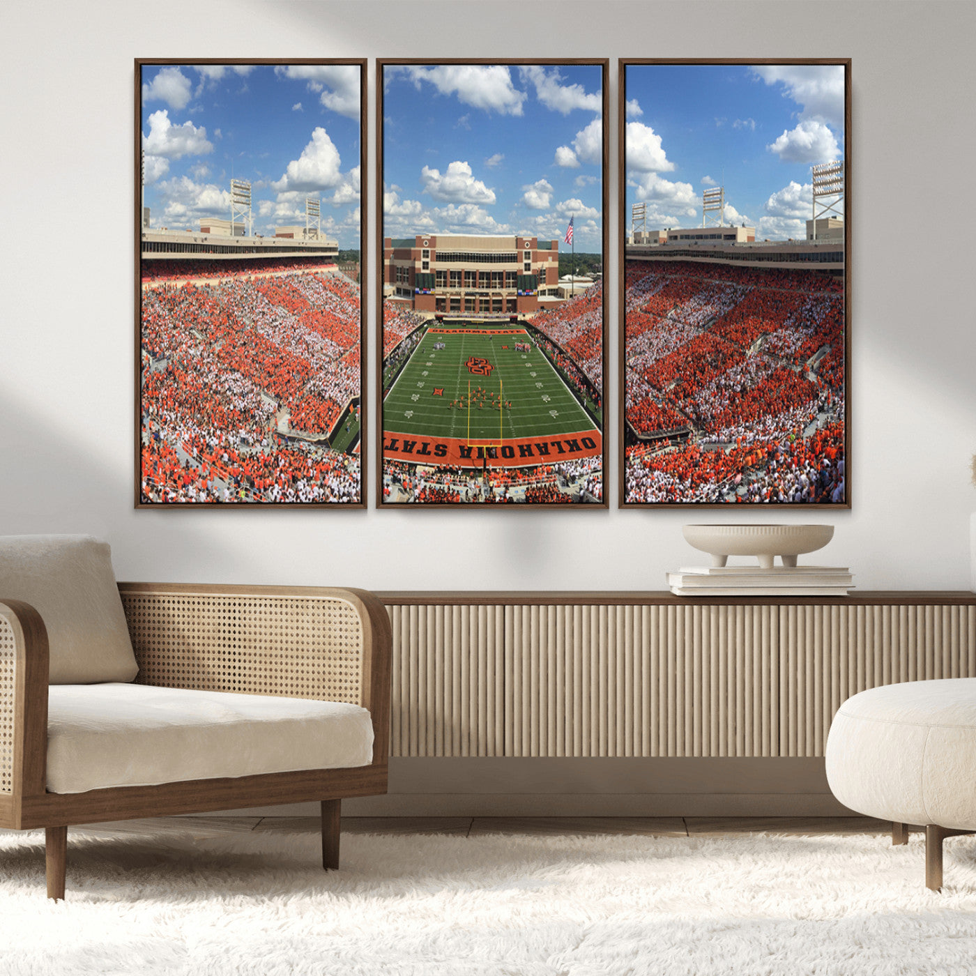 MGV-FC-48X32-3P - Oklahoma State Cowboys Football Team Print - Stillwater Boone Pickens Stadium Wall Art Canvas Print