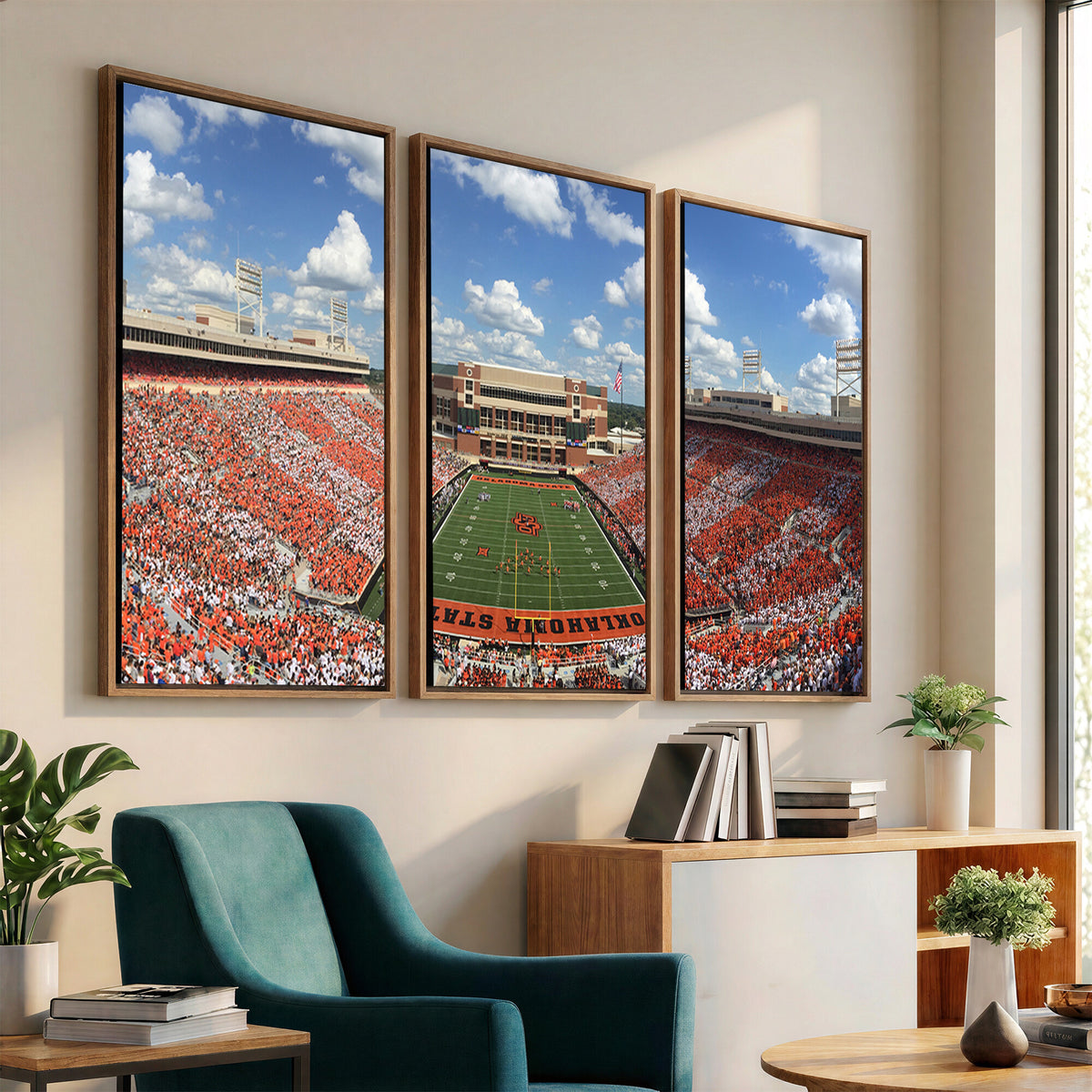 65192-MGV-CV-36X24 - Oklahoma State Cowboys Football Team Print - Stillwater Boone Pickens Stadium Wall Art Canvas Print