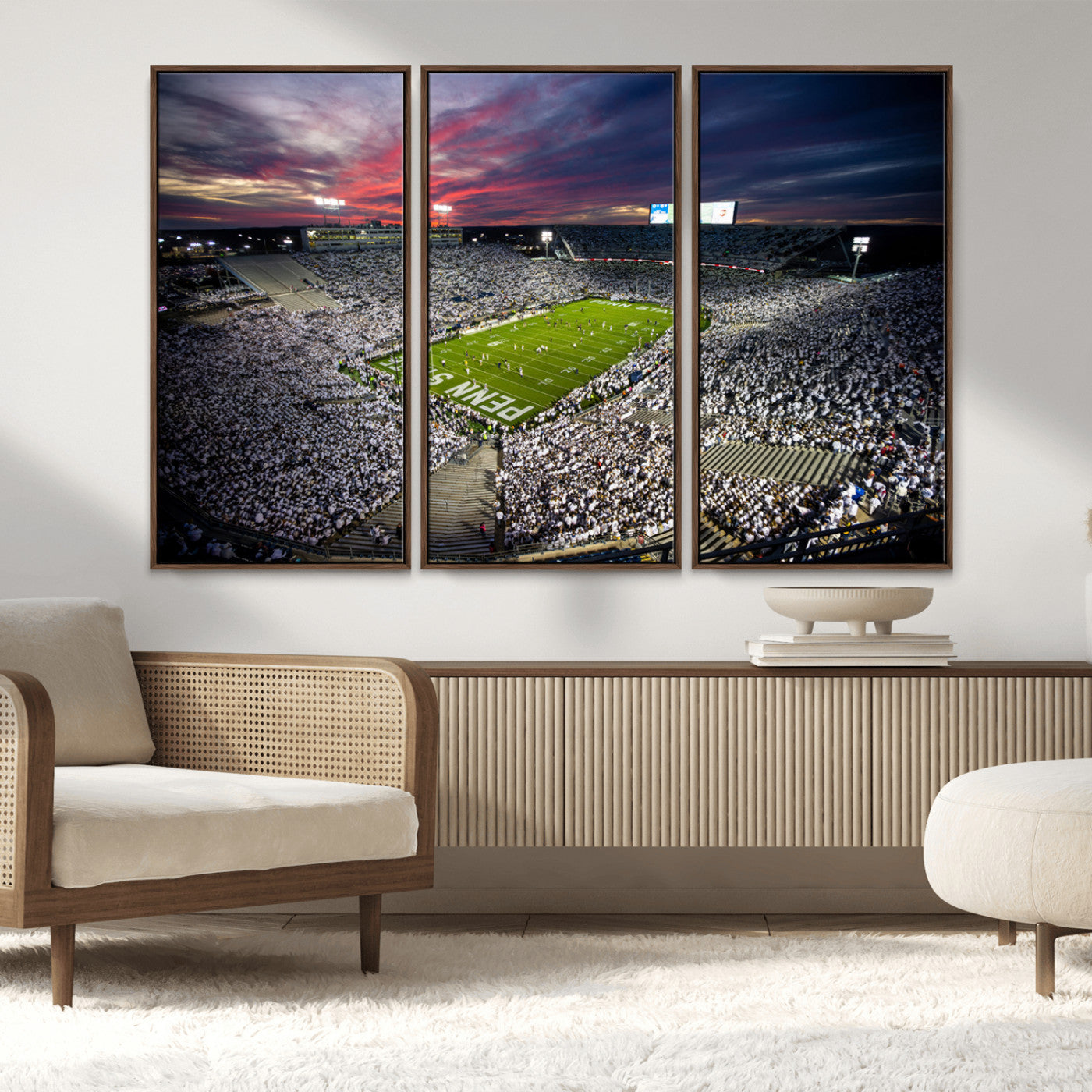 MGV-FC-48X32-3P - Penn State Nittany Lions Football Team Print - University Park Beaver Stadium Art Canvas Print