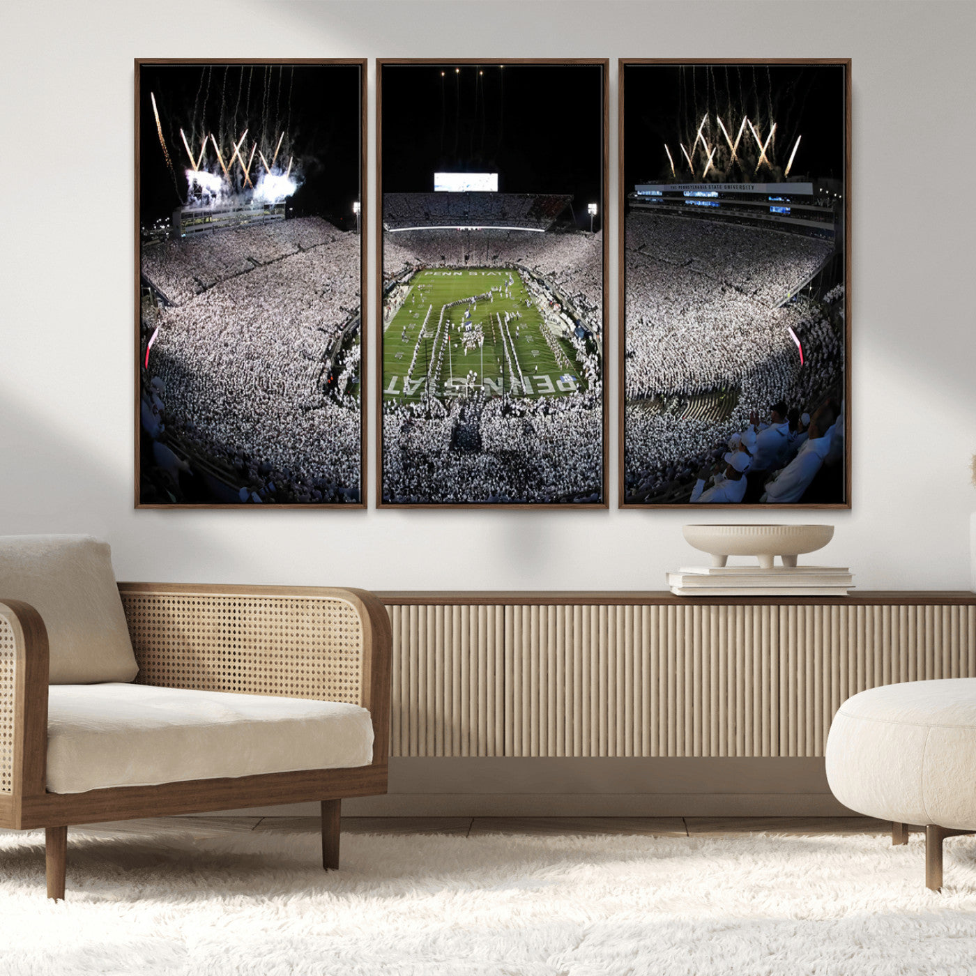 84537-MGV-FC-48X32-3P_Walnut-Penn State Beaver Stadium Canvas Wall Art - Nittany Lions Football Print