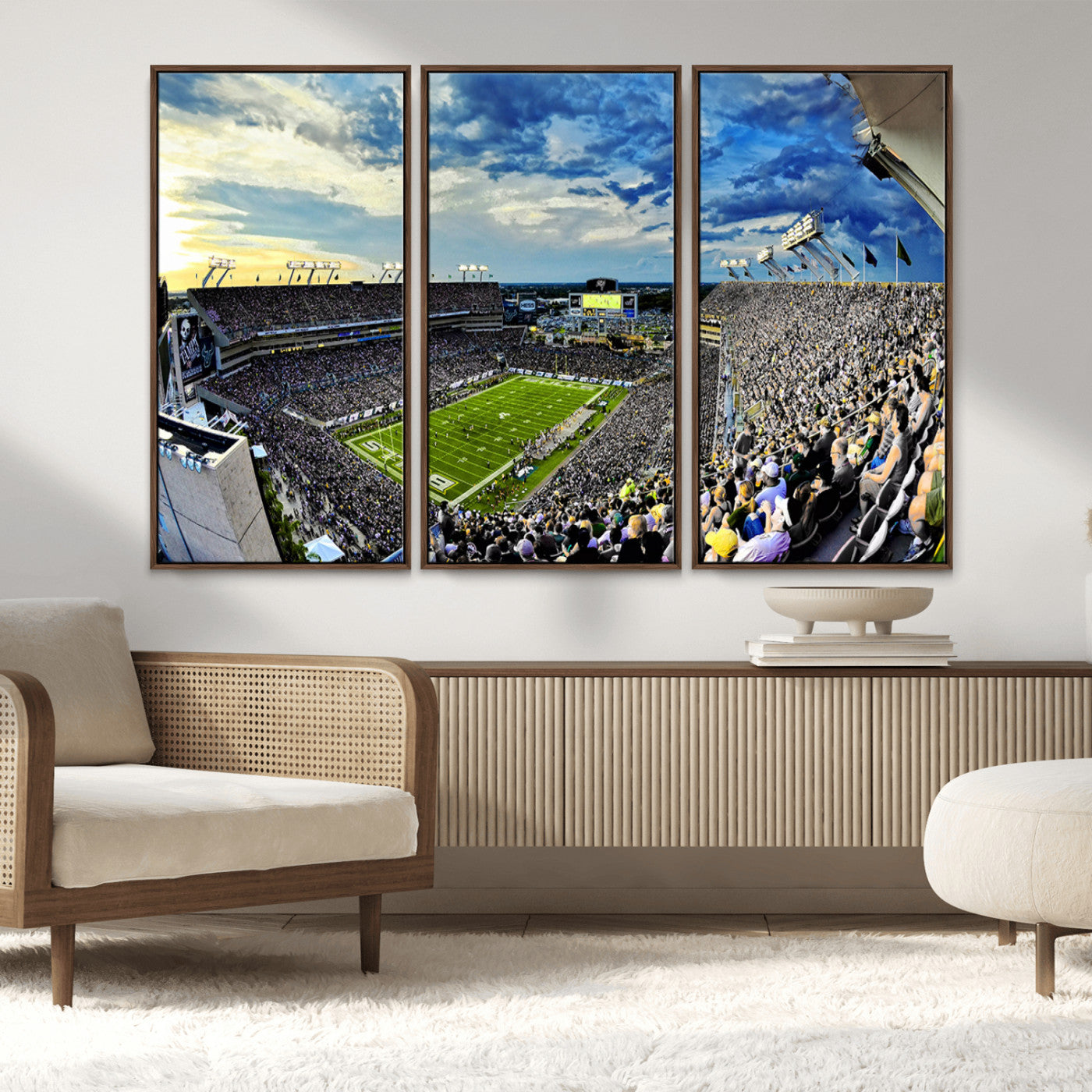 MGV-FC-48X32-3P - Framed USF Bulls Football Team Print - Tampa Raymond James Stadium Wall Art Canvas Print