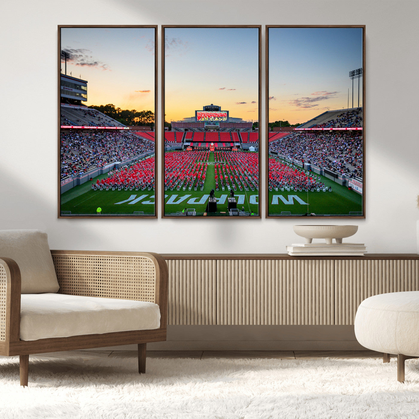 MGV-FC-48X32-3P - NC State Wolfpack Football Team Print Wall Art - Raleigh Carter-Finley Stadium Wall Art Canvas Print