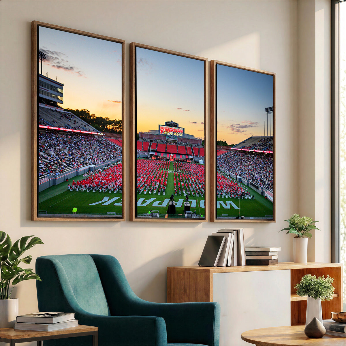 35266-MGV-CV-36X24 - NC State Wolfpack Football Team Print Wall Art - Raleigh Carter-Finley Stadium Wall Art Canvas Print