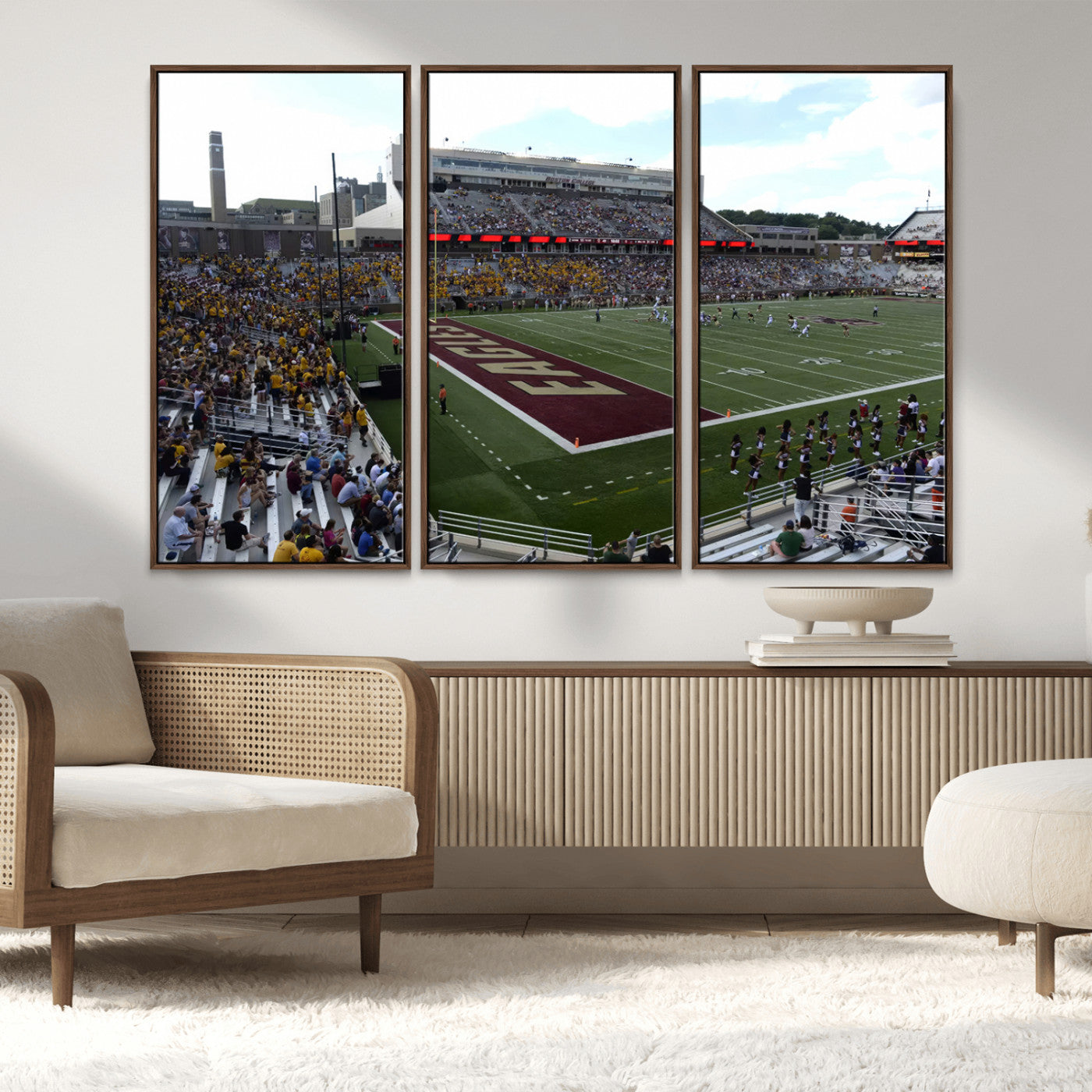 MGV-FC-48X32-3P - Boston College Eagles Football Team Print - Boston Alumni Stadium Wall Art Canvas Print
