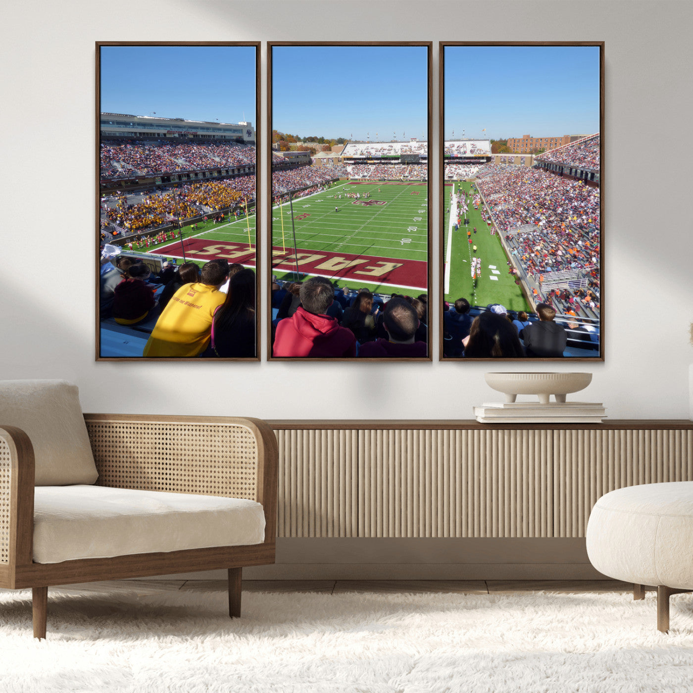 MGV-FC-48X32-3P - Boston College Eagles Football Team Print - Boston Alumni Stadium Wall Art Canvas Print