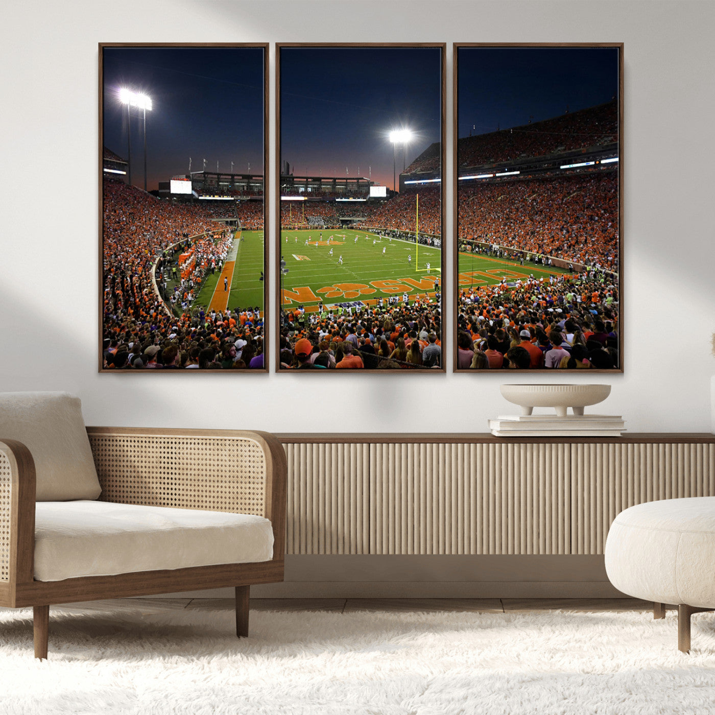 MGV-FC-48X32-3P - Clemson University Tigers Art Print, Football Team Print - Clemson Memorial Stadium Wall Art Canvas