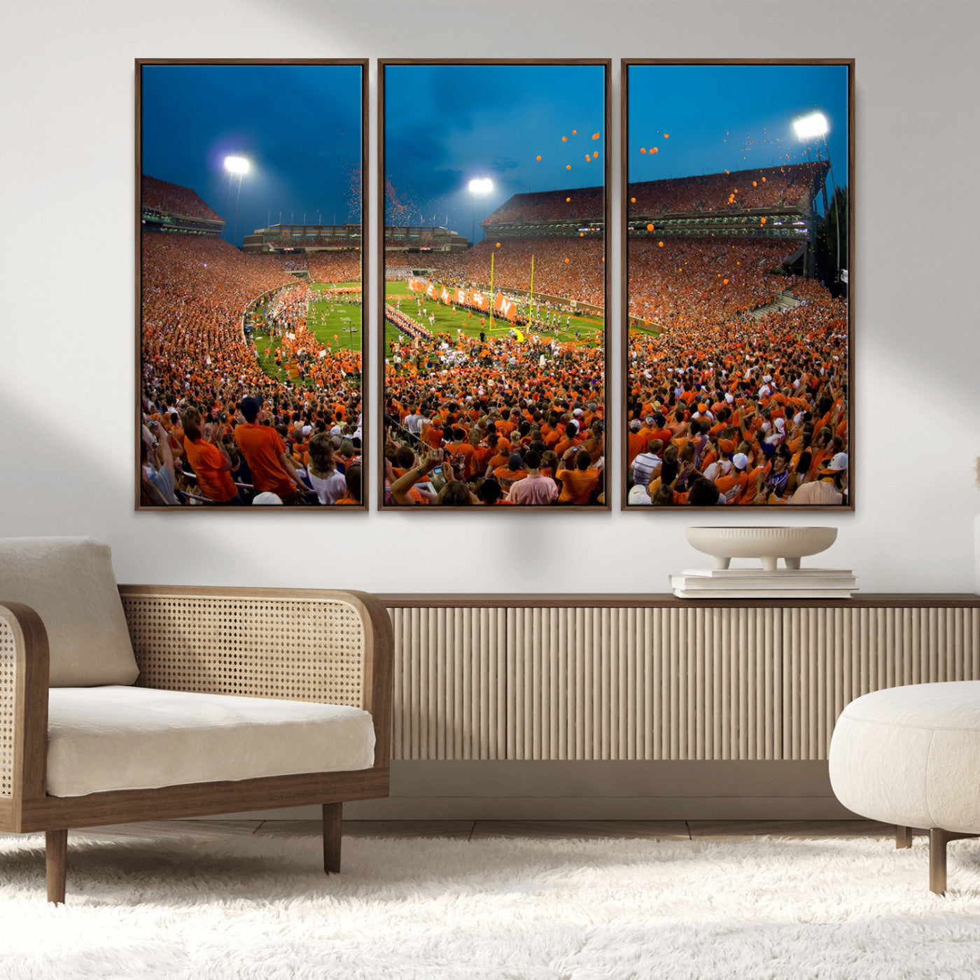 MGV-FC-48X32-3P - Clemson University Tigers Football Team Print - Clemson Memorial Stadium Wall Art Canvas Print