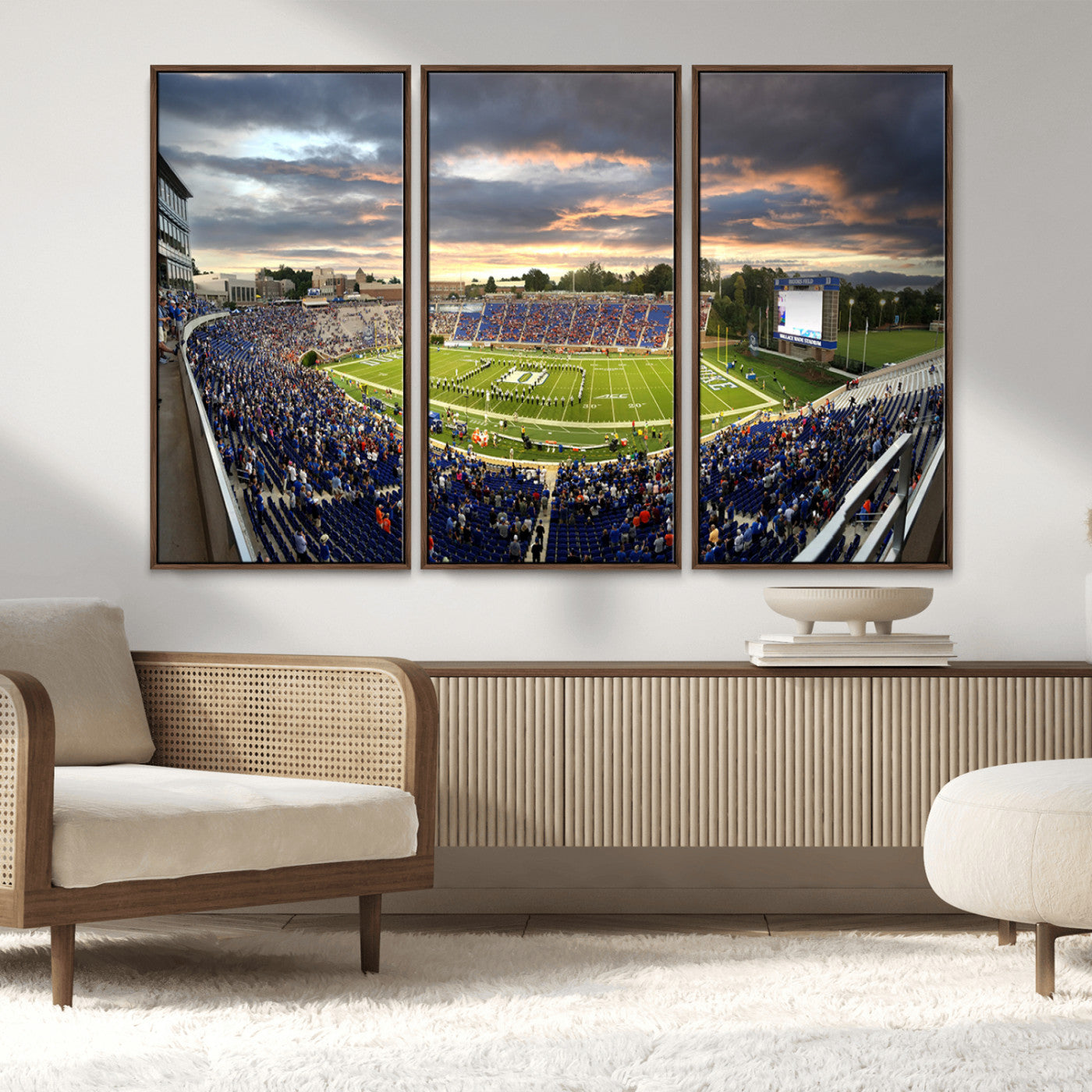 MGV-FC-48X32-3P - Duke University Blue Devils Football Team Print - Durham Wallace Wade Stadium Wall Art Canvas Print