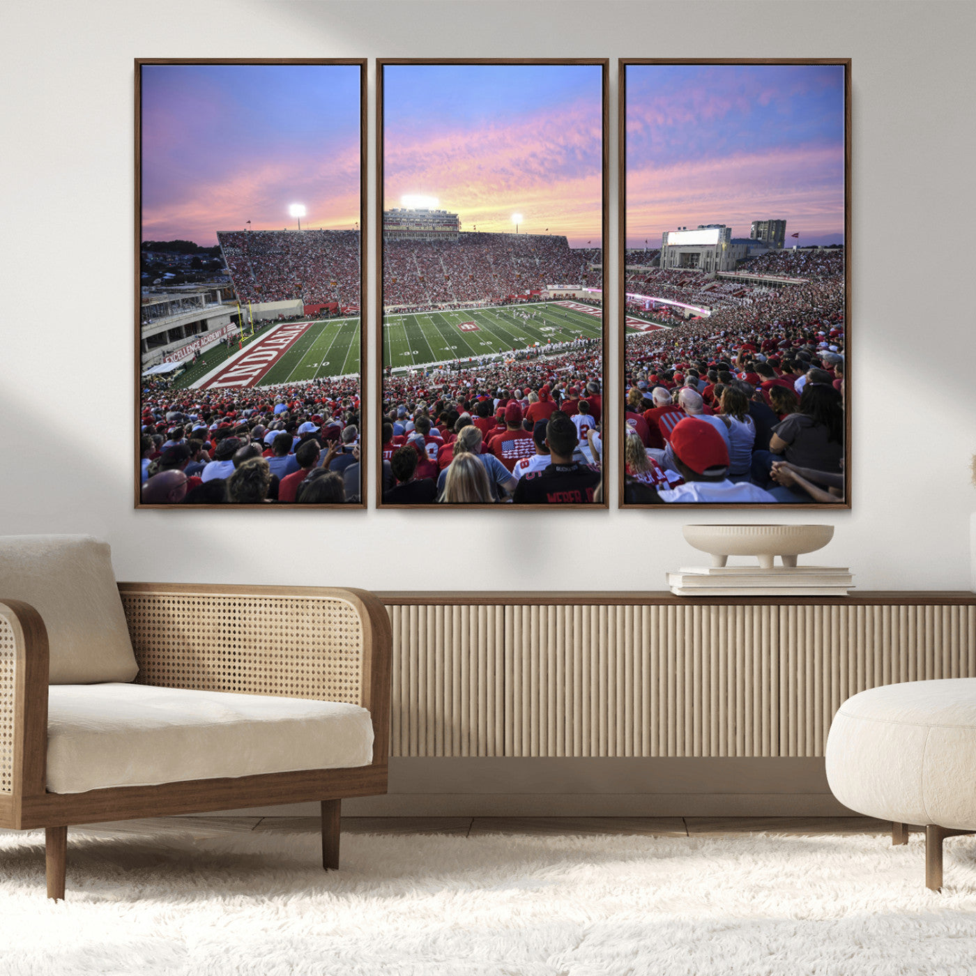 MGV-FC-48X32-3P - Indiana University Hoosiers Football Team Print - Bloomington Memorial Stadium Wall Art Canvas Print