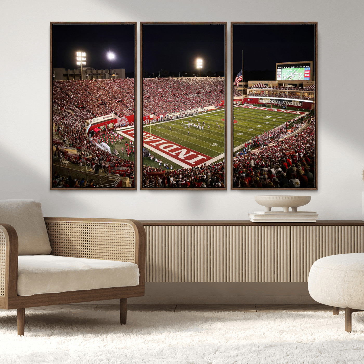 MGV-FC-48X32-3P - Indiana University Hoosiers Football Team Print Canvas - Bloomington Memorial Stadium Wall Art