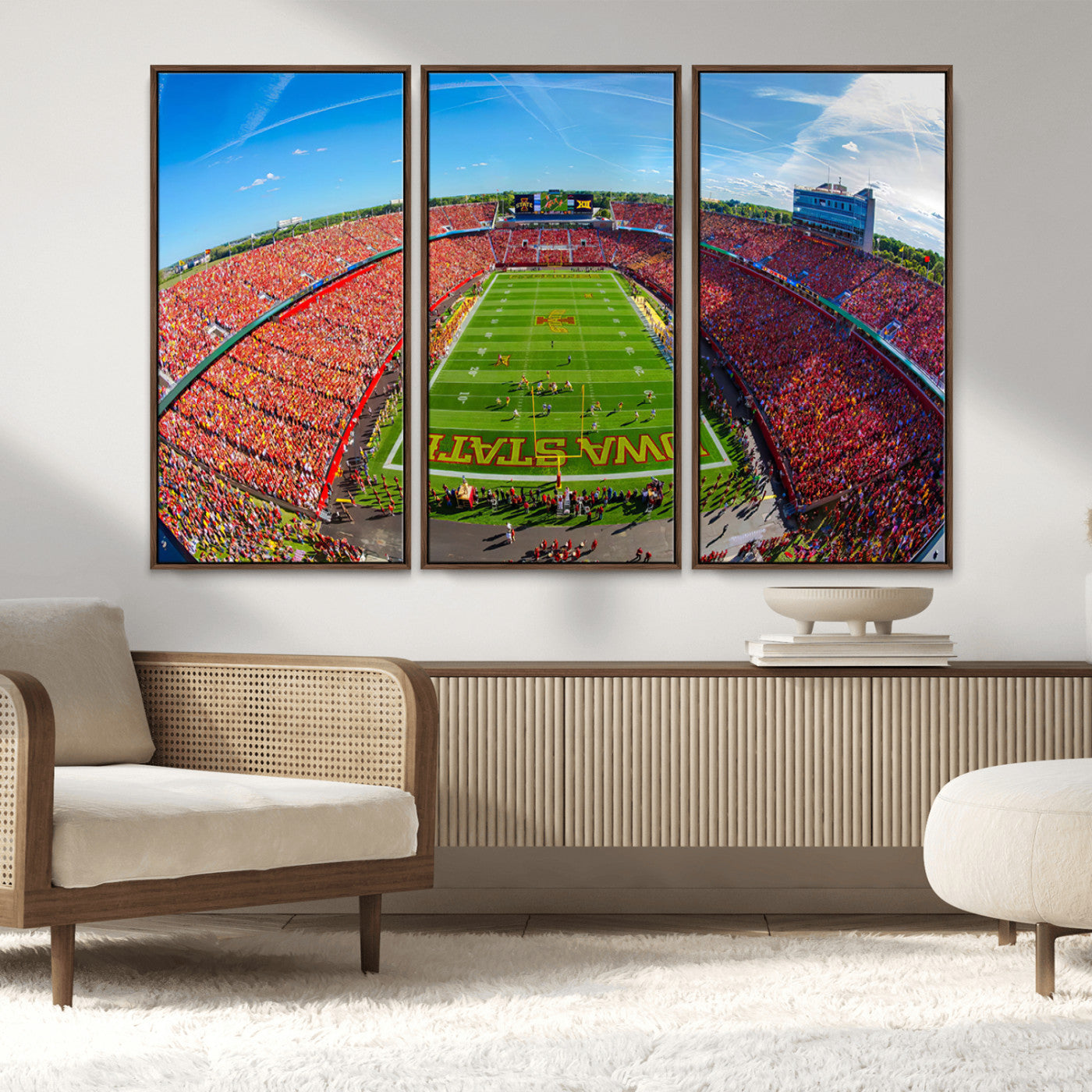 MGV-FC-48X32-3P - Iowa State University Cyclones Football Team Print - Ames Jack Trice Stadium Art Canvas Print
