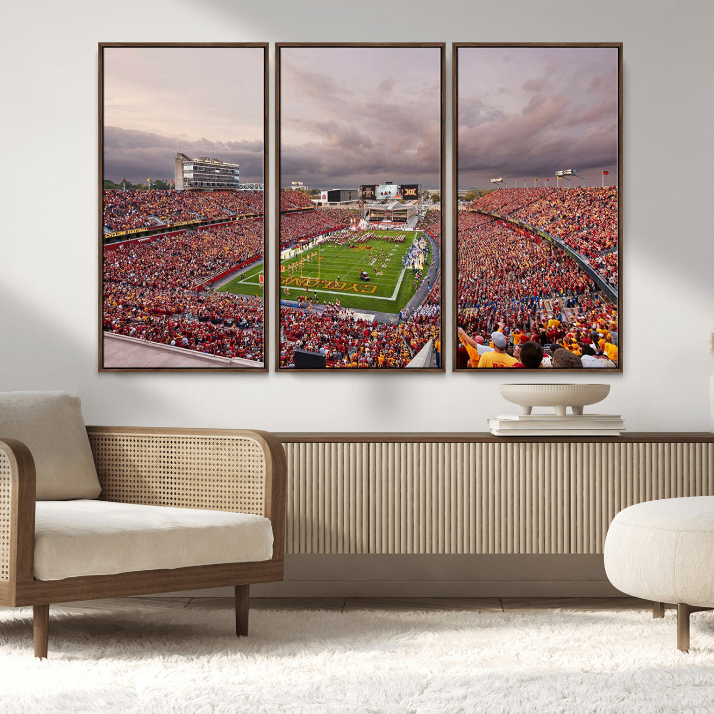 MGV-FC-48X32-3P - Iowa State University Cyclones Football Team Print - Ames Jack Trice Stadium Wall Art Canvas Print