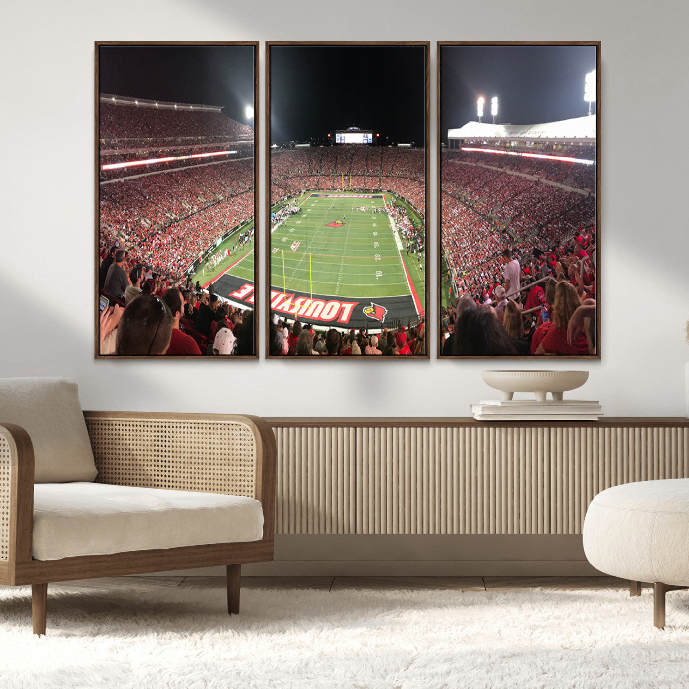 MGV-FC-48X32-3P - University of Louisville Cardinals Football Team Print - Louisville Cardinal Stadium Wall Art Canvas