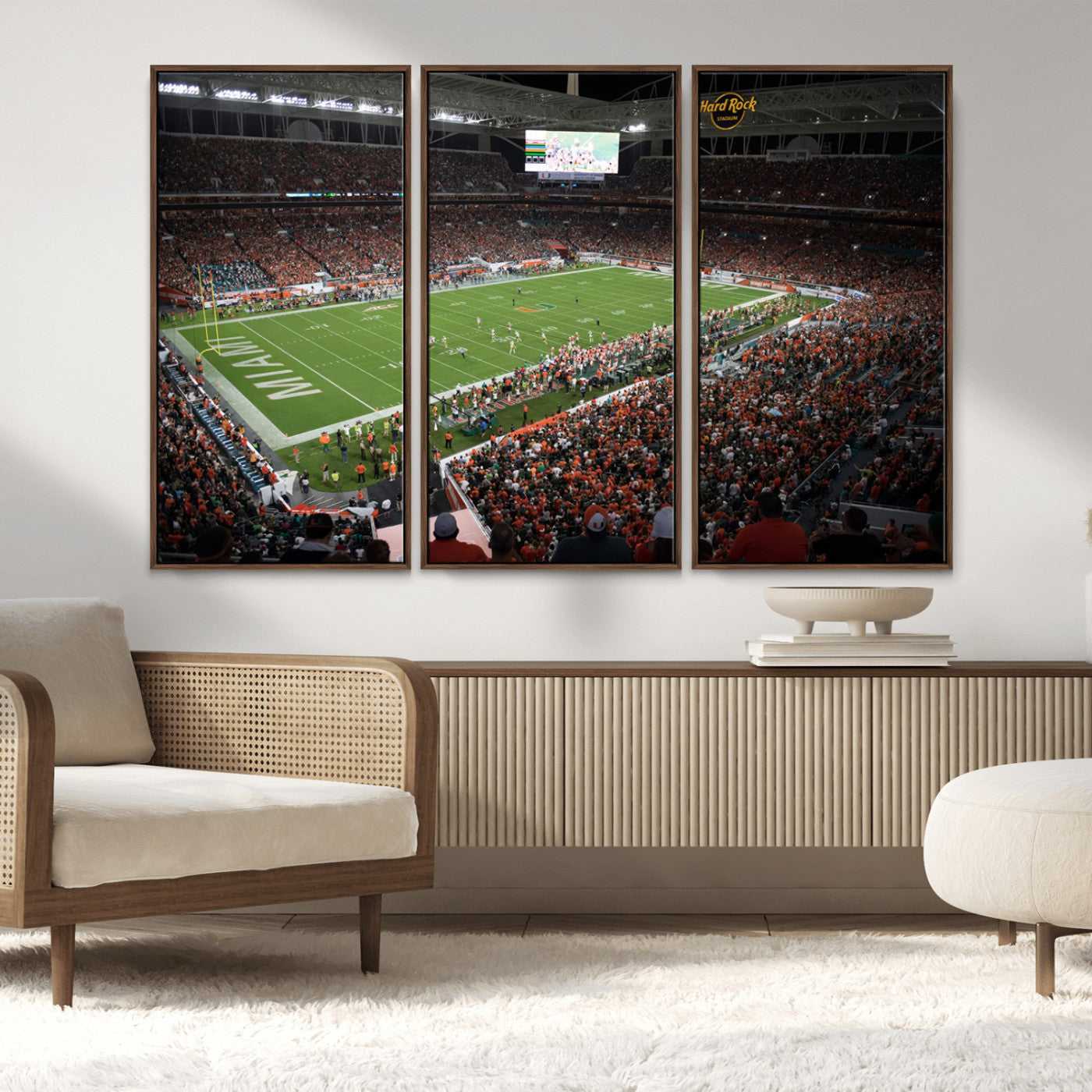 MGV-FC-48X32-3P - Miami Hurricanes Football Team Print Canvas- Miami Hard Rock Stadium Wall Art Canvas Print