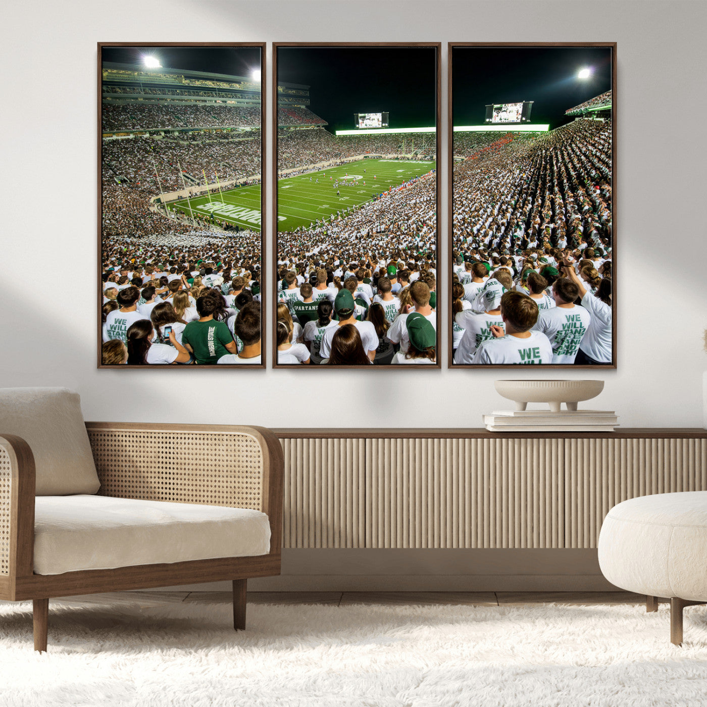 MGV-FC-48X32-3P - Michigan State Spartans Football Canvas Print - East Lansing Spartan Stadium Wall Art Canvas Print
