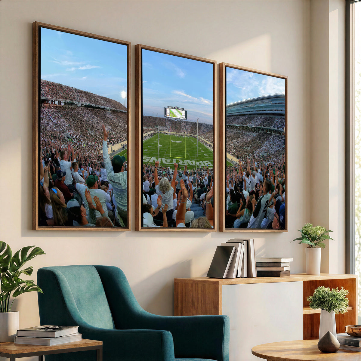 73105-PAN-FL-20X10 - Michigan State Spartans Football Team Art Print - East Lansing Spartan Stadium Wall Art Canvas Print