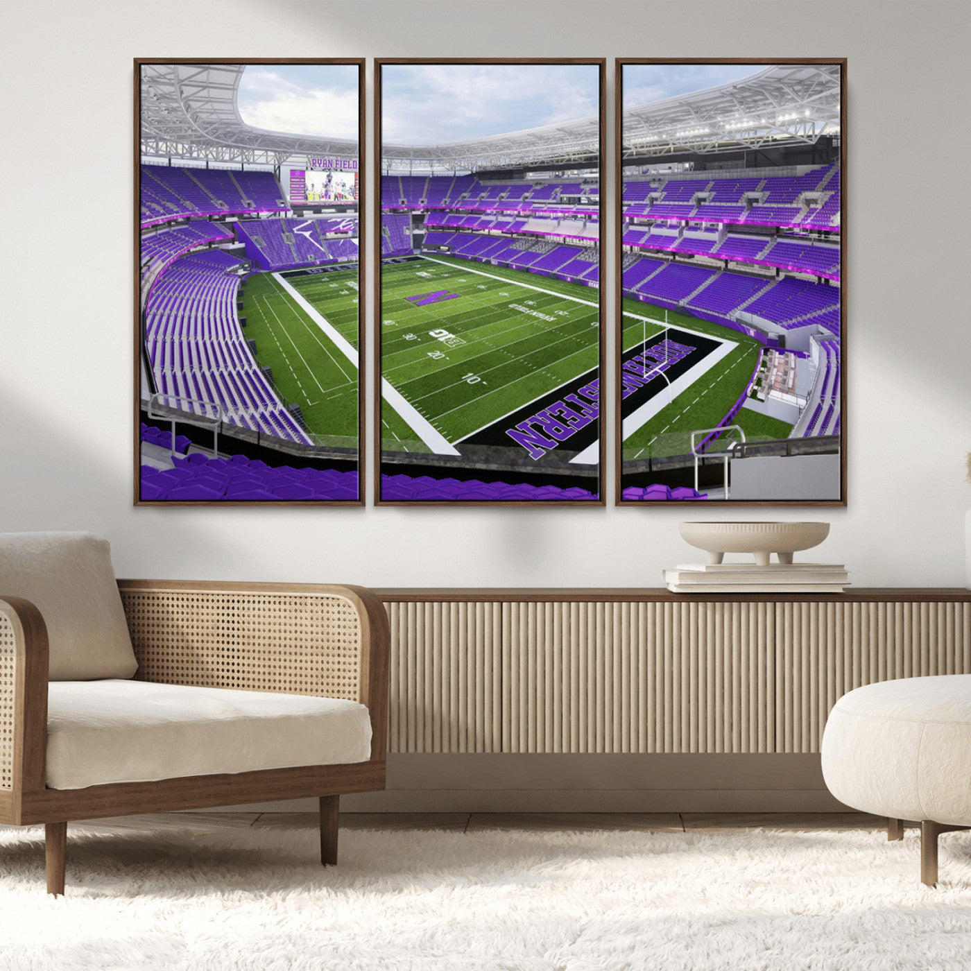 MGV-FC-48X32-3P - Northwestern University Wildcats Football Team Print - Evanston Ryan Field Wall Art Canvas Print