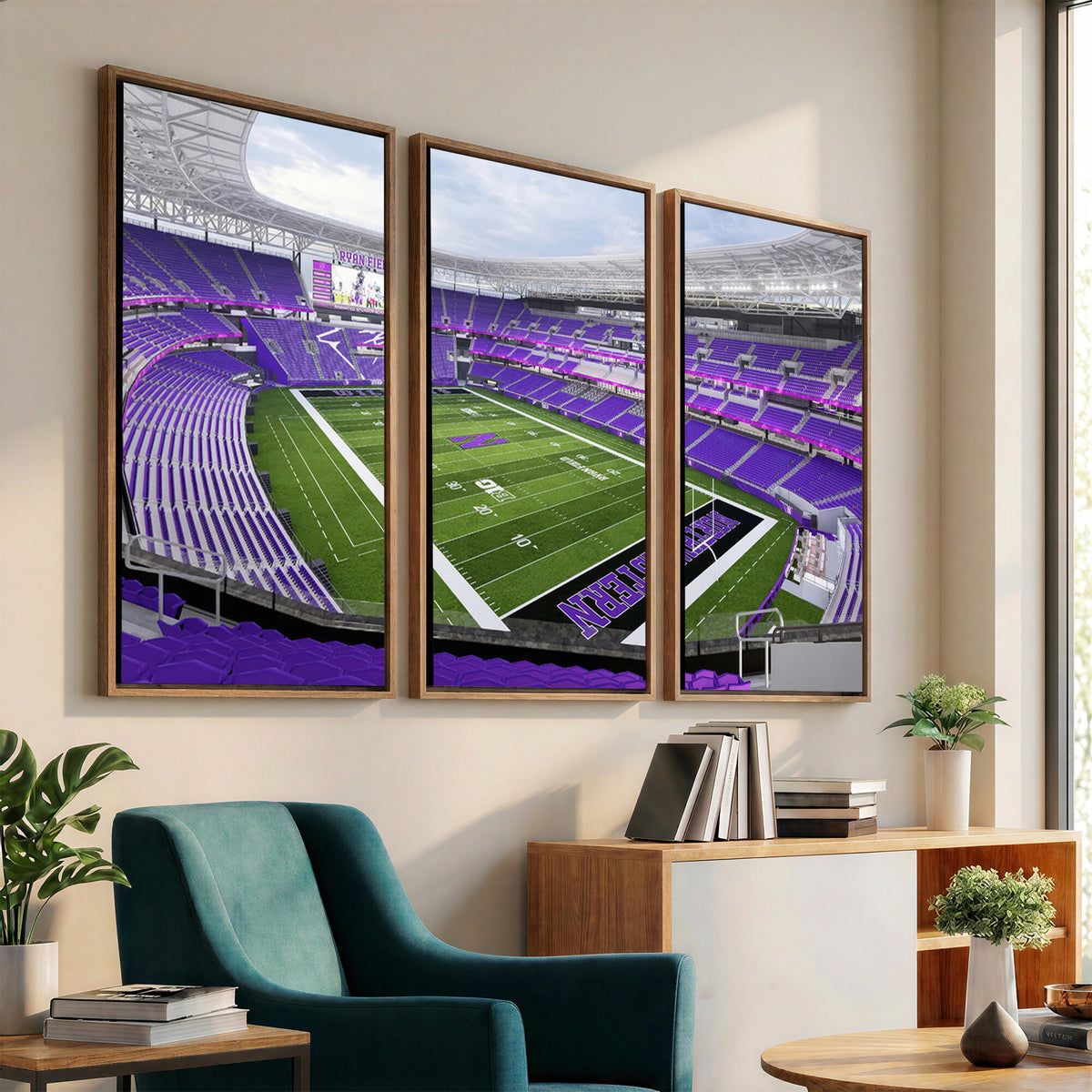 49190-MGV-CV-36X24 - Northwestern University Wildcats Football Team Print - Evanston Ryan Field Wall Art Canvas Print