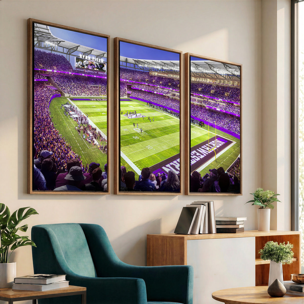 81245-MGV-CV-36X24 - Northwestern University Wildcats Football Team Print - Evanston Ryan Field Wall Art Canvas Print