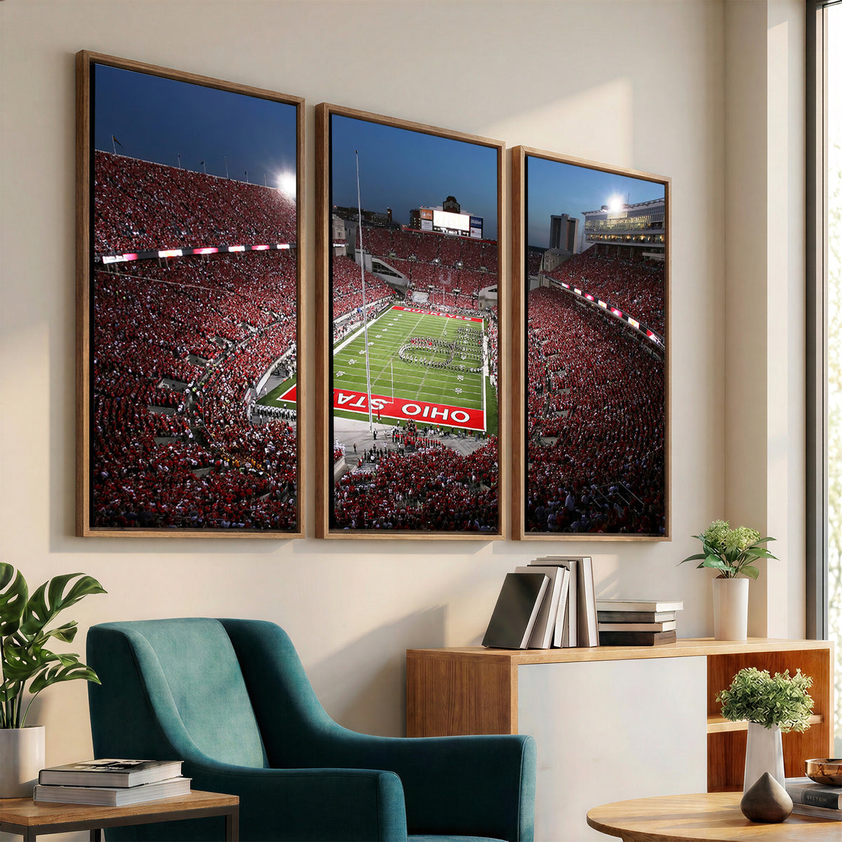 98743-PAN-FL-20X10 - Ohio State University Buckeyes Football Team Print - Columbus Ohio Stadium Wall Art Canvas Print