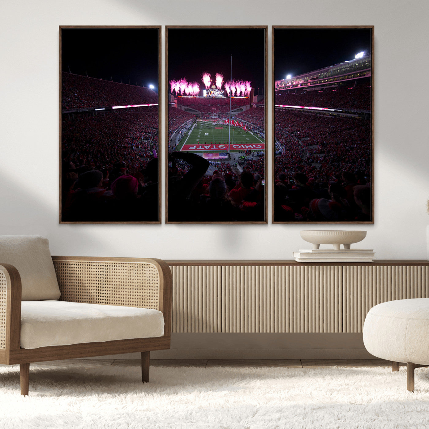MGV-FC-48X32-3P - Ohio State University Buckeyes Football Team Print - Columbus Ohio Stadium Wall Art Canvas Print