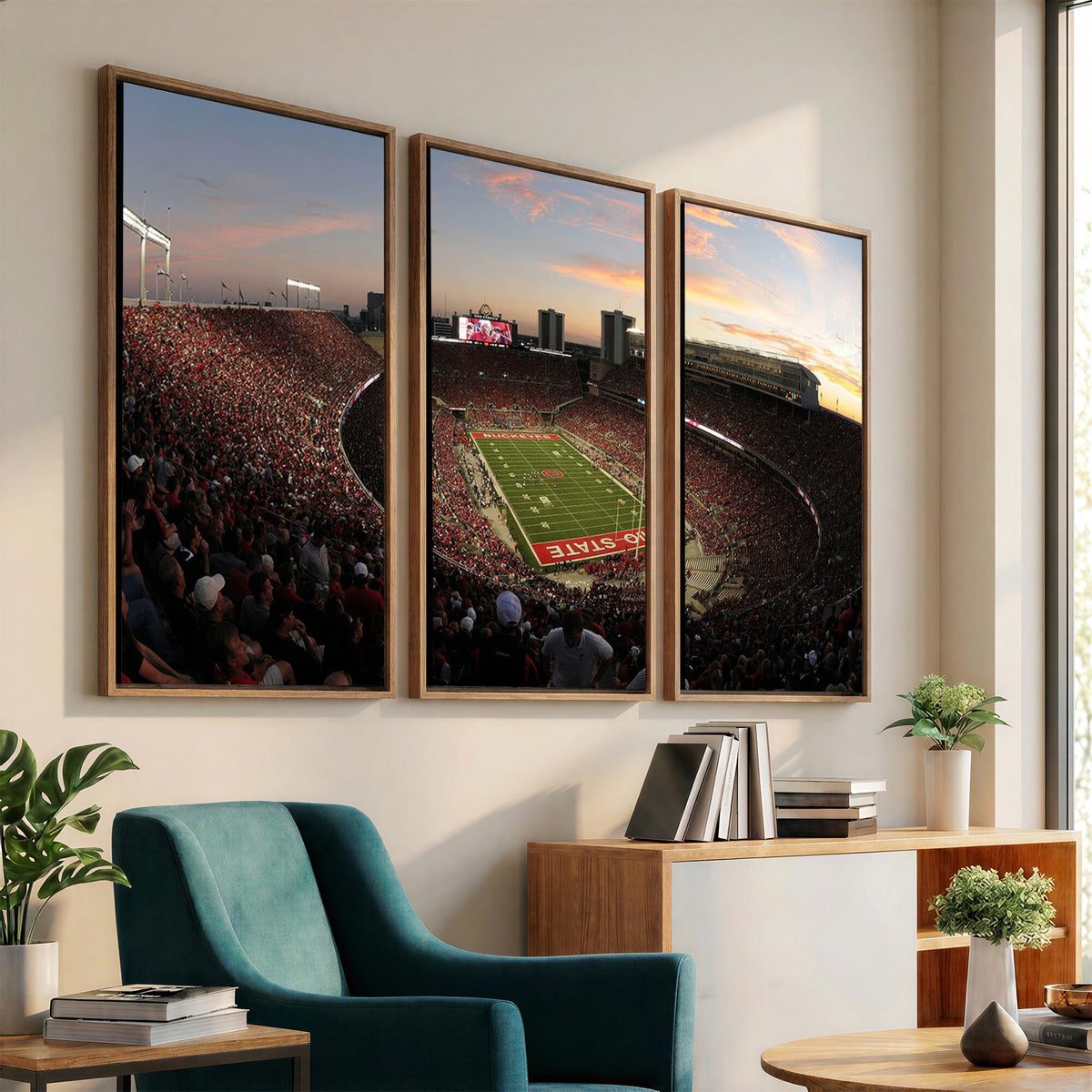 28825-PAN-FL-20X10 - Ohio State University Buckeyes Football Team Print - Columbus Ohio Stadium Wall Art Canvas Print