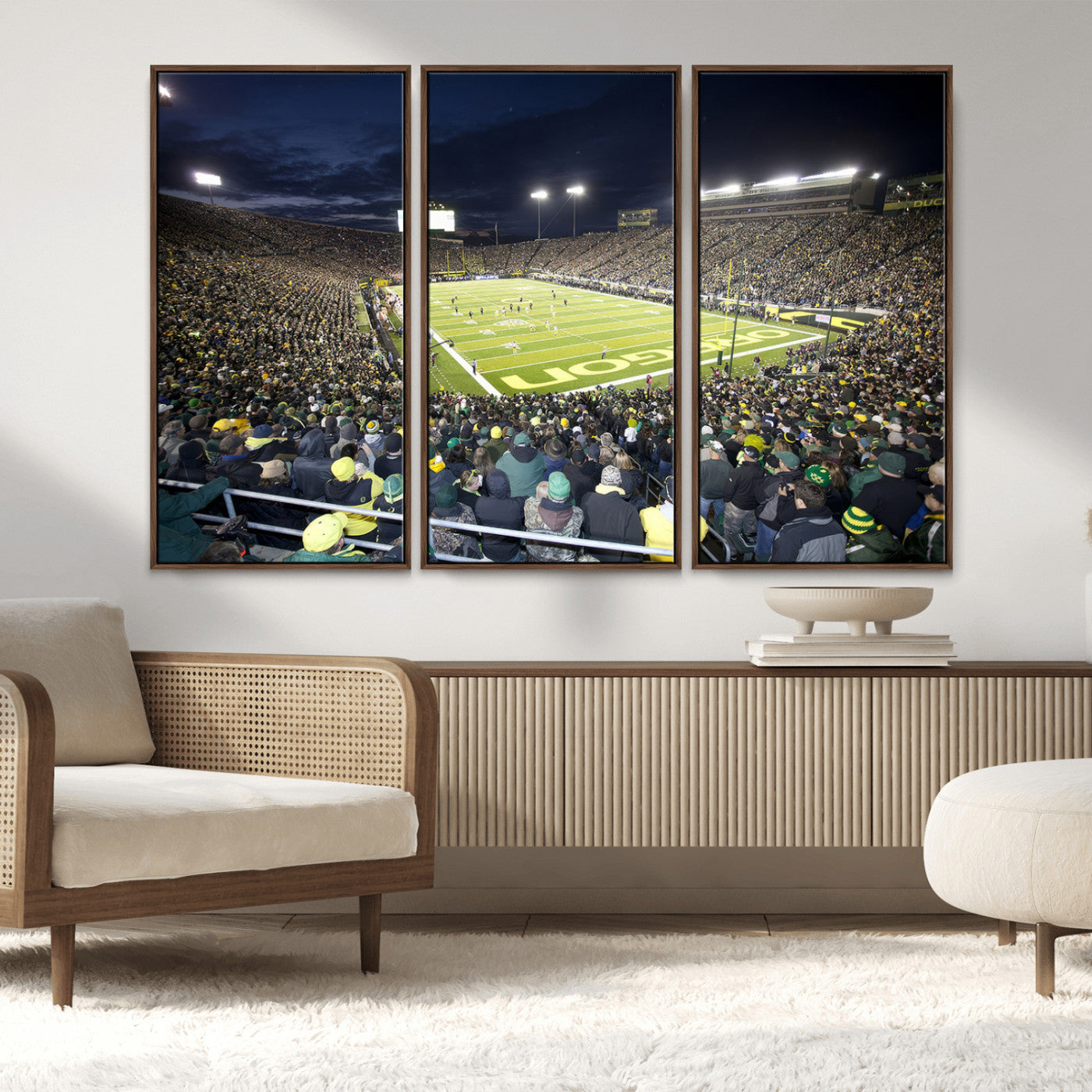 MGV-FC-48X32-3P - University of Oregon Ducks Football Team Print - Eugene Autzen Stadium Wall Art Canvas Print