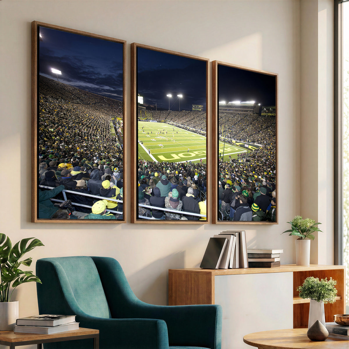 48756-PAN-FL-20X10 - University of Oregon Ducks Football Team Print - Eugene Autzen Stadium Wall Art Canvas Print