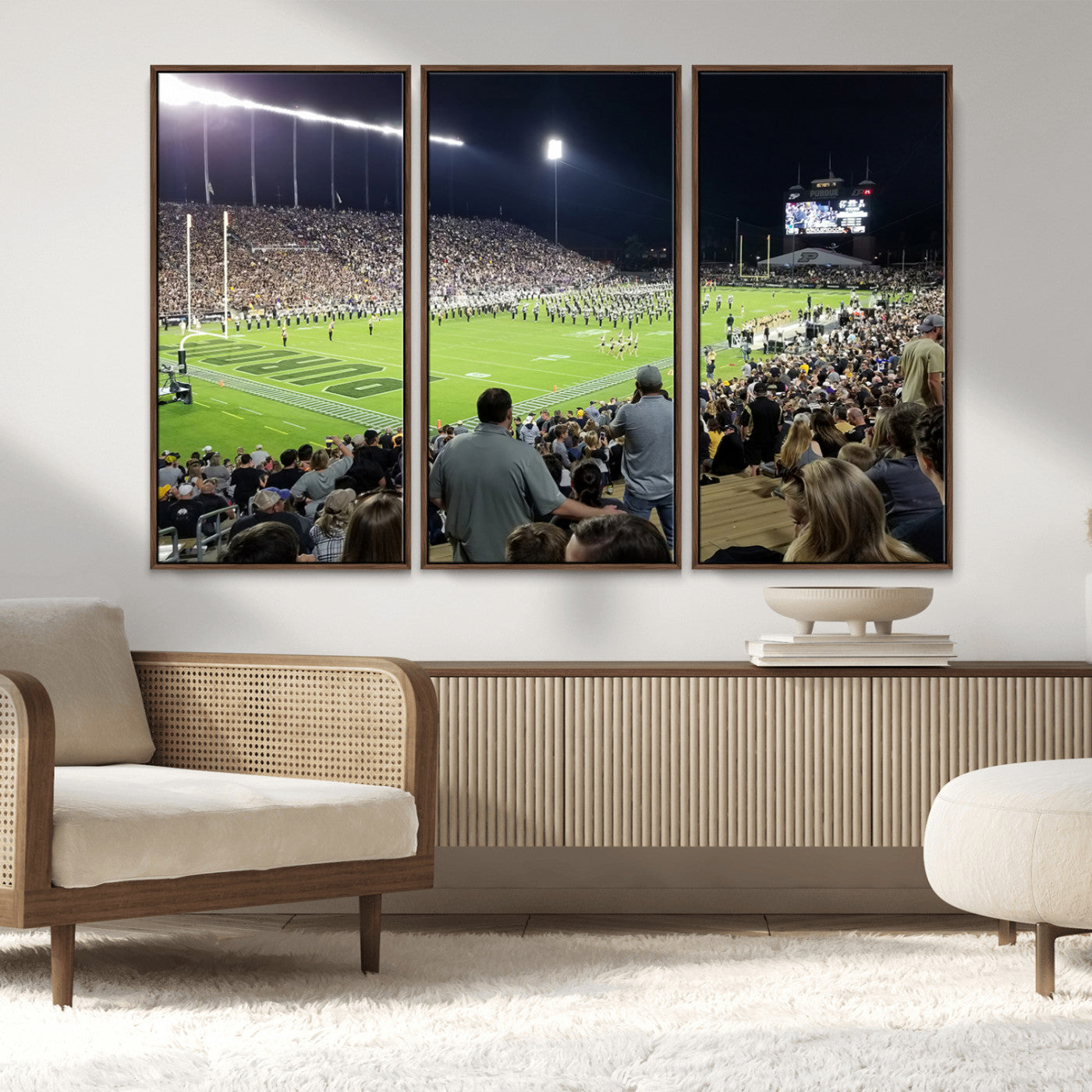 MGV-FC-48X32-3P - Purdue University Boilermakers Football Team Print - West Lafayette Ross-Ade Stadium Wall Art Canvas