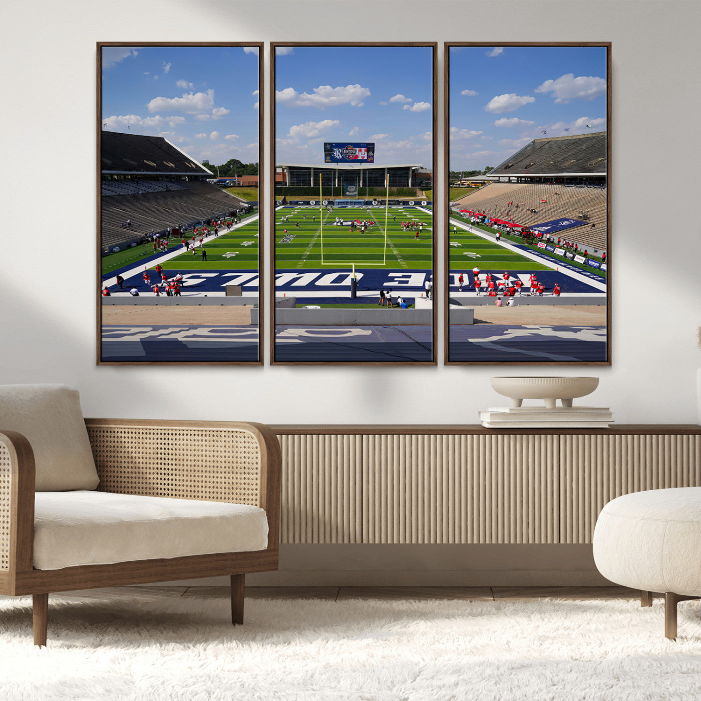 MGV-FC-48X32-3P - Rice University Owls Football Team Print - Houston Rice Stadium Wall Art Canvas Print
