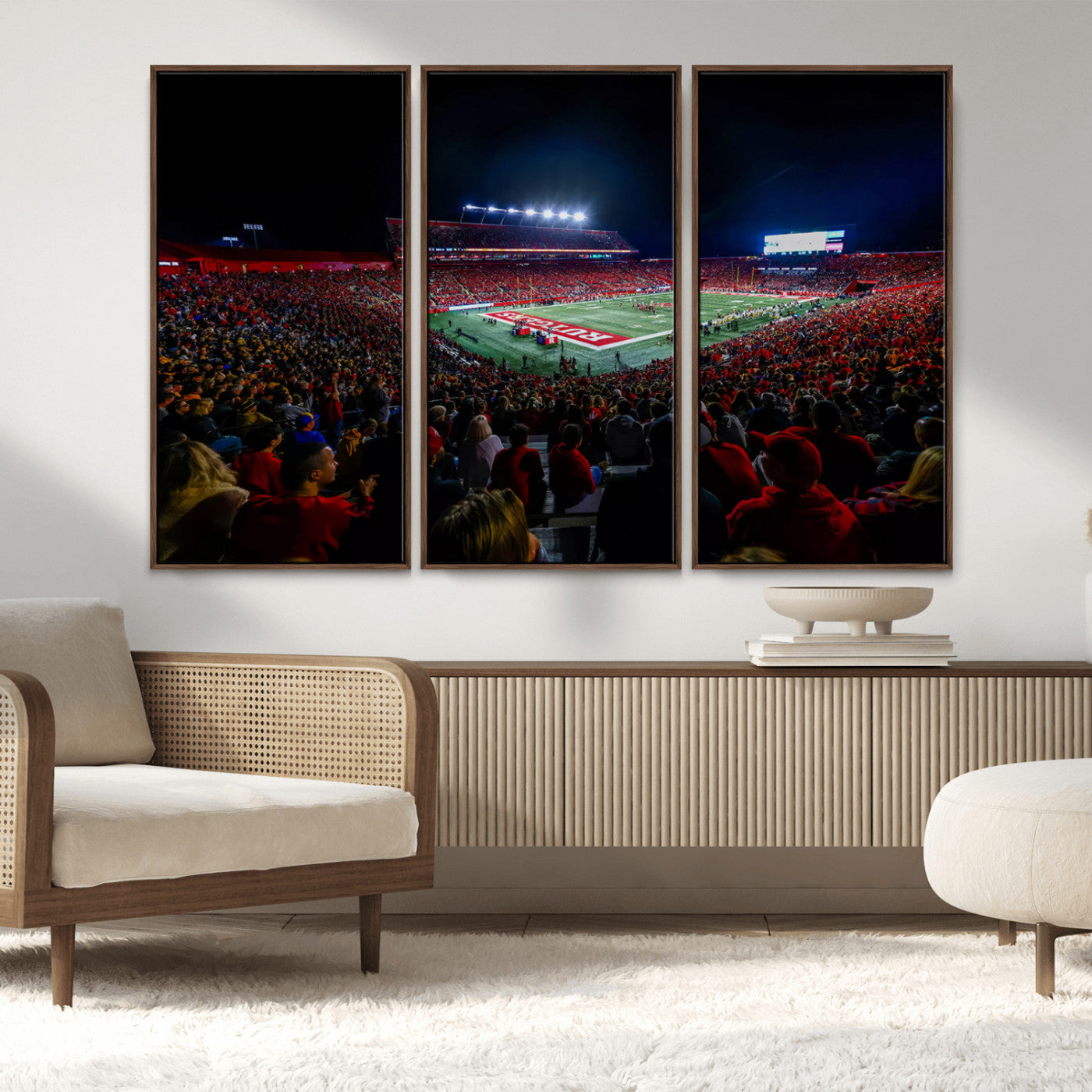 MGV-FC-48X32-3P - Rutgers Scarlet Knights Football Team Print - SHI Stadium, Piscataway Wall Art Canvas Print