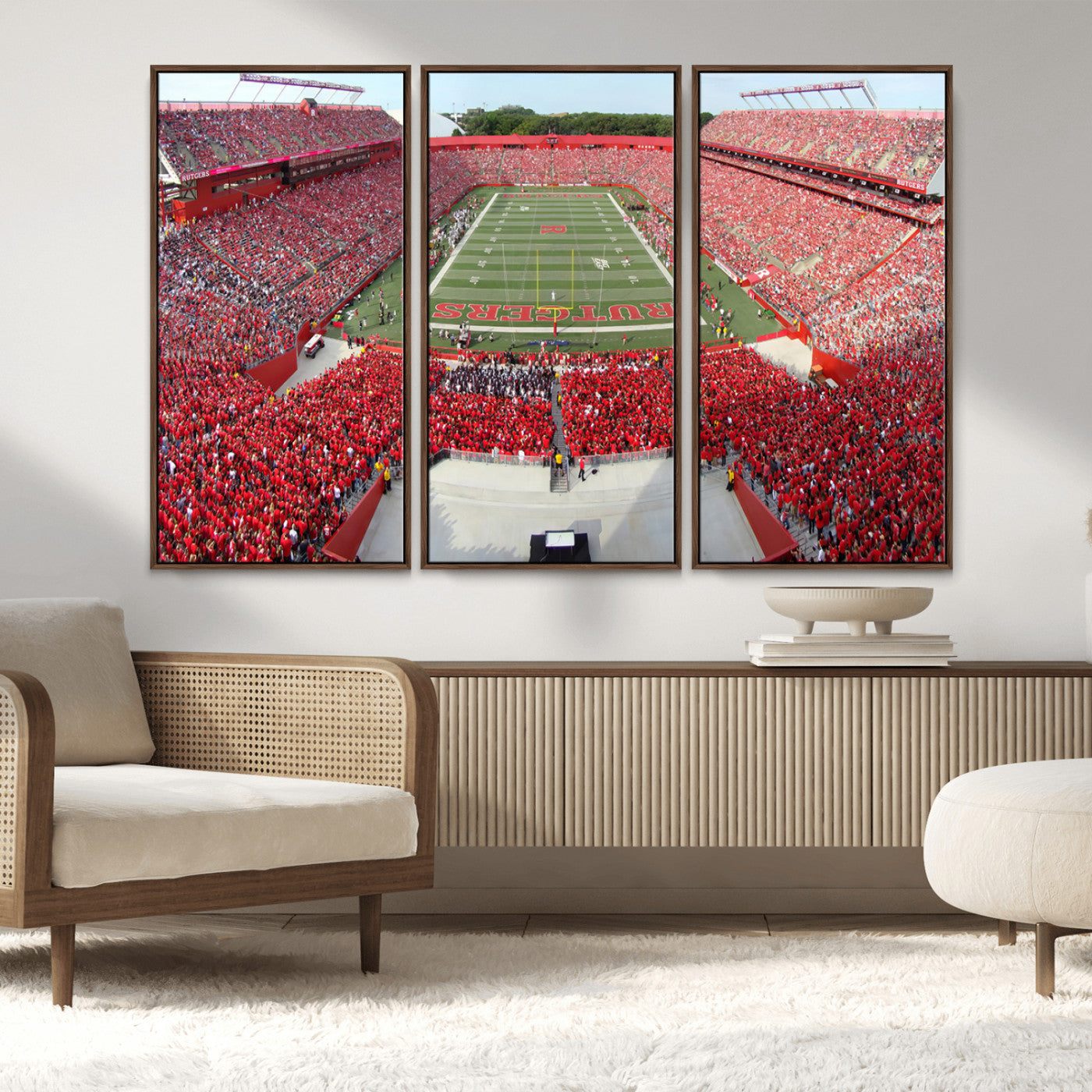 MGV-FC-48X32-3P - Rutgers Scarlet Knights Football Team Print - Piscataway SHI Stadium Wall Art Canvas Print