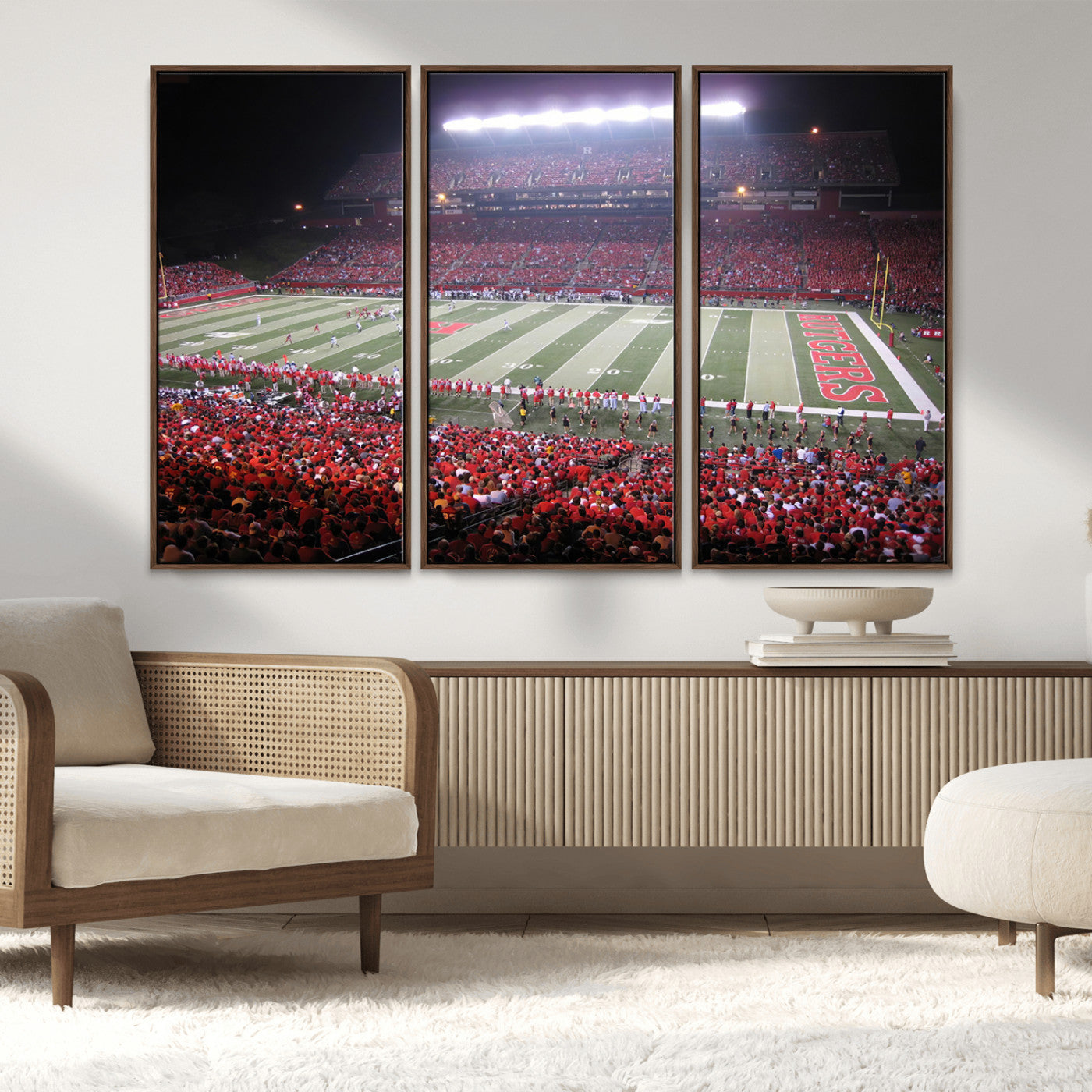 MGV-FC-48X32-3P - Rutgers University Scarlet Knights Football Team Print - Piscataway SHI Stadium Wall Art Canvas