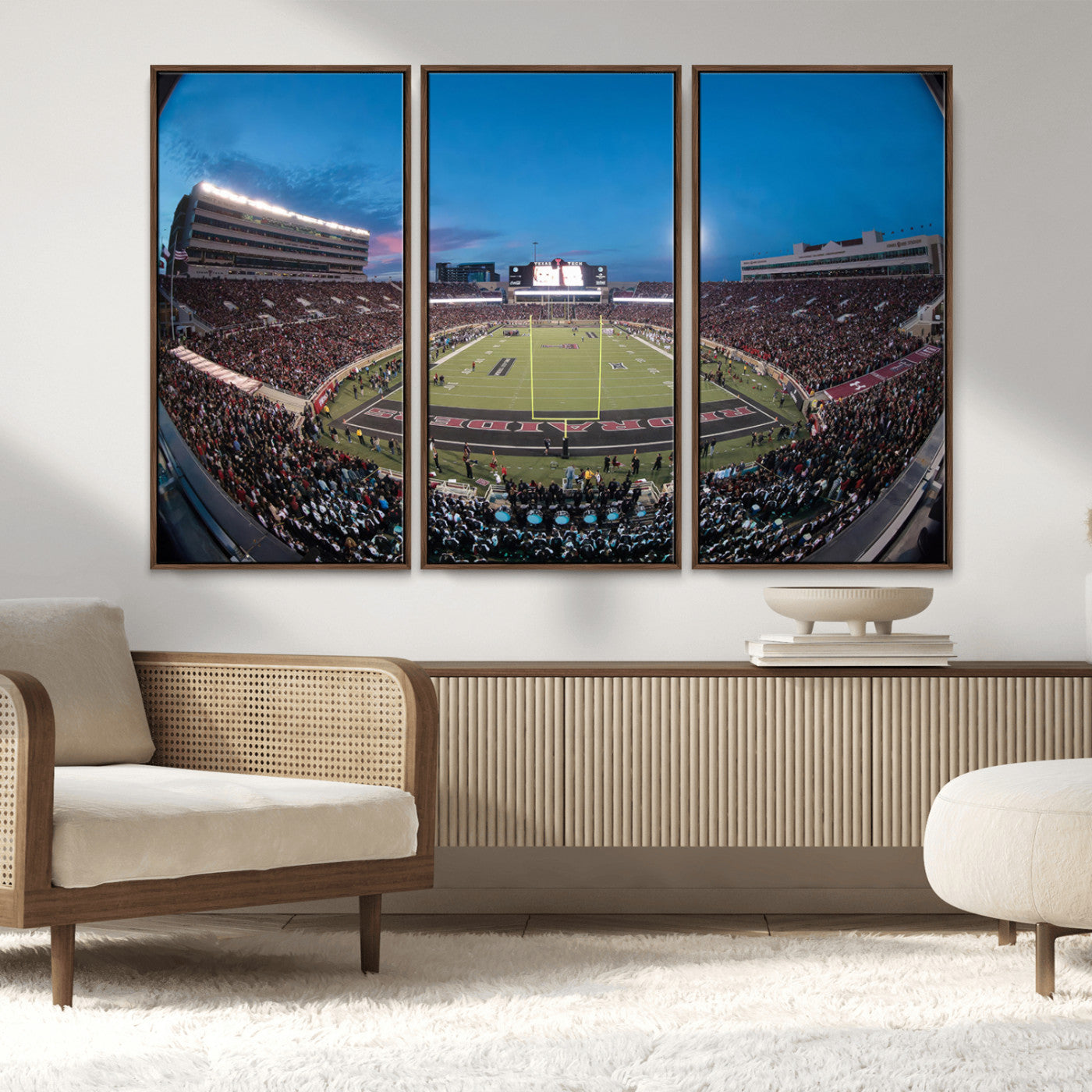 MGV-FC-48X32-3P - Texas Tech Red Raiders Canvas, Framed Football Team Print - Lubbock Jones AT&T Stadium Wall Art