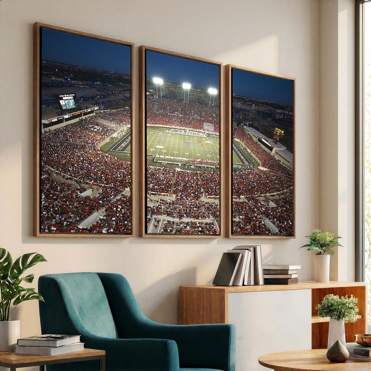 55763-MGV-CV-36X24 - Texas Tech Red Raiders Football Team Print, Lubbock Jones AT&T Stadium, Framed and Ready to Hang