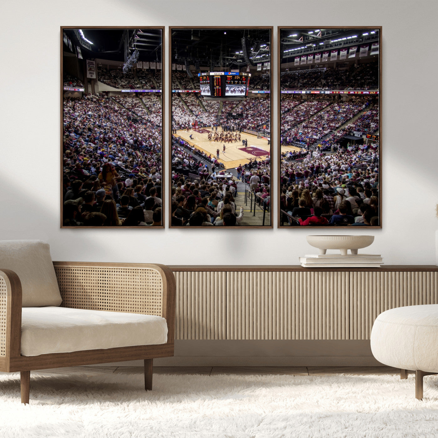 MGV-FC-48X32-3P - University of Nebraska Cornhuskers Basketball Team Print - Lincoln Red Arena Wall Art Canvas Print