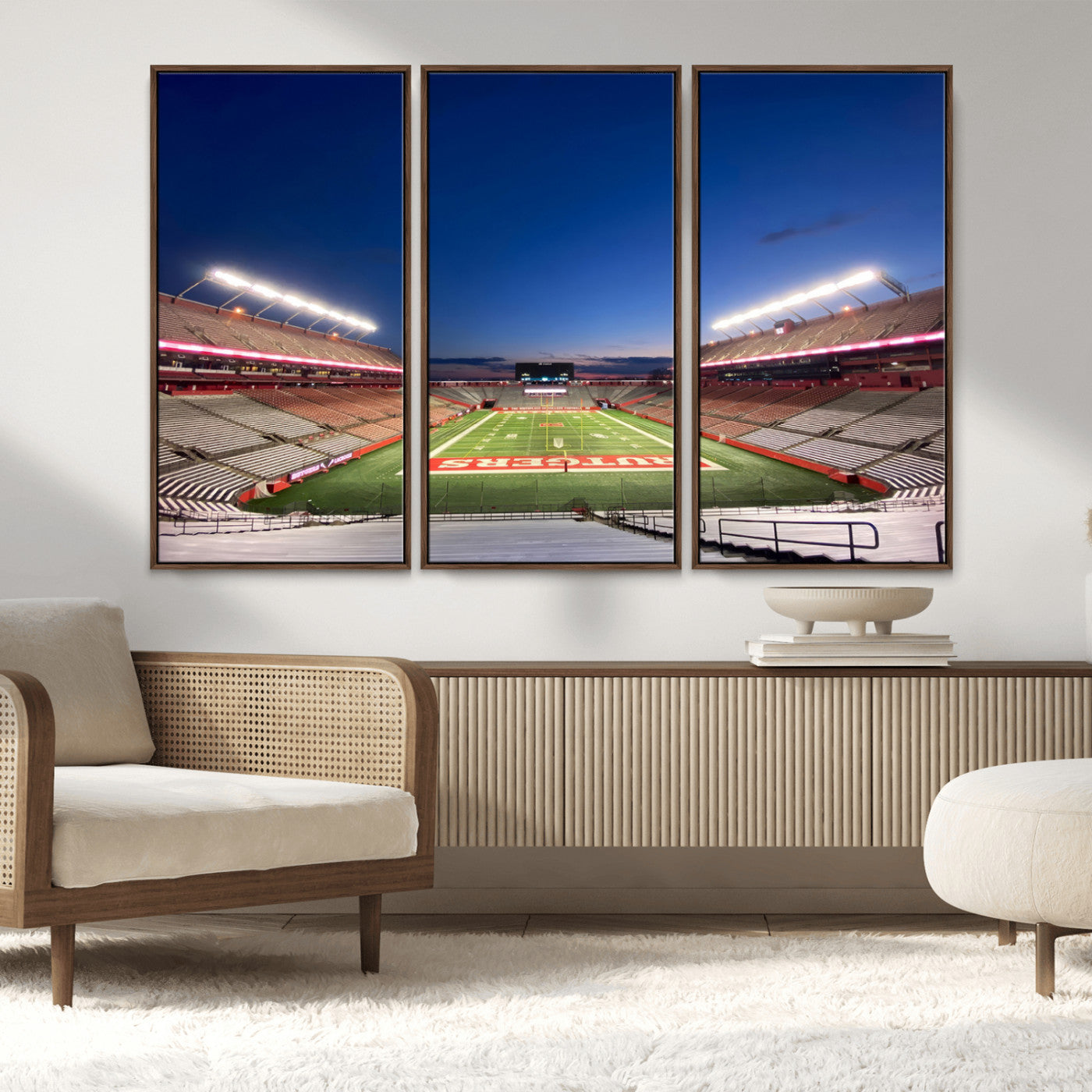 MGV-FC-48X32-3P - Rutgers Scarlet Knights Football Team Print - Piscataway SHI Stadium Wall Art Canvas Print