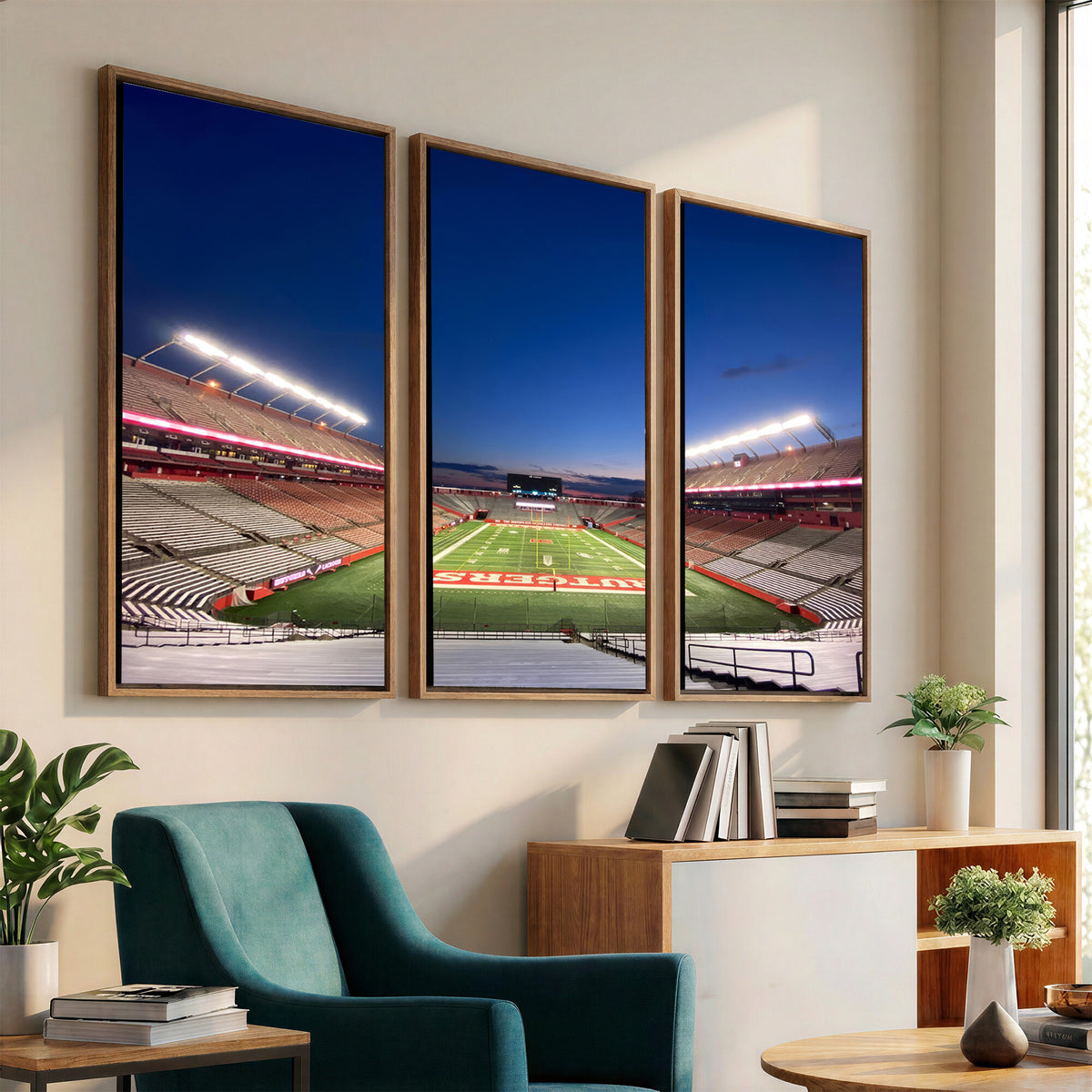 15051-MGV-CV-36X24 - Rutgers Scarlet Knights Football Team Print, Piscataway SHI Stadium