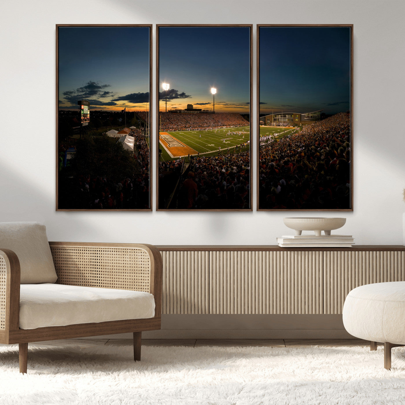 MGV-FC-48X32-3P - Ball State Cardinals Football Team Print - Muncie Scheumann Stadium Wall Art Canvas Print