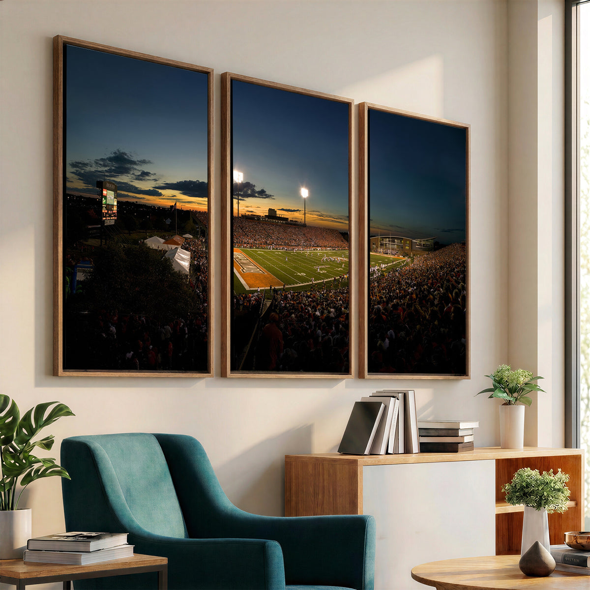 15980-PAN-FL-20X10 - Ball State Cardinals Football Team Print - Muncie Scheumann Stadium Wall Art Canvas Print