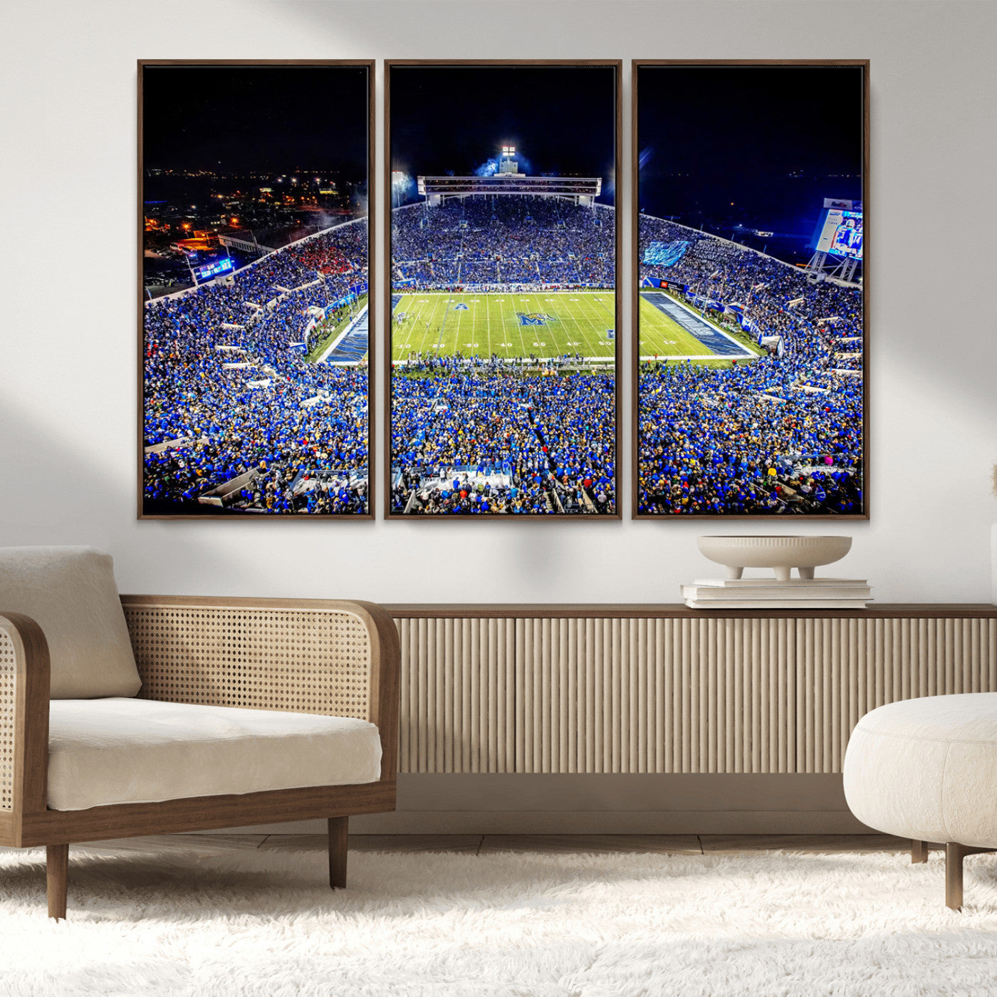 MGV-FC-48X32-3P - University of Memphis Tigers Football Team Print - Memphis Simmons Bank Liberty Stadium Wall Art