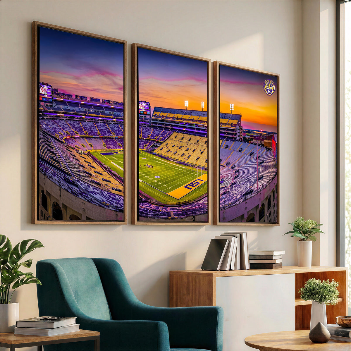 93538-MGV-CV-36X24 - The Louisiana State University Tigers Football Team Print, Framed and Ready to Hang Stadium Print