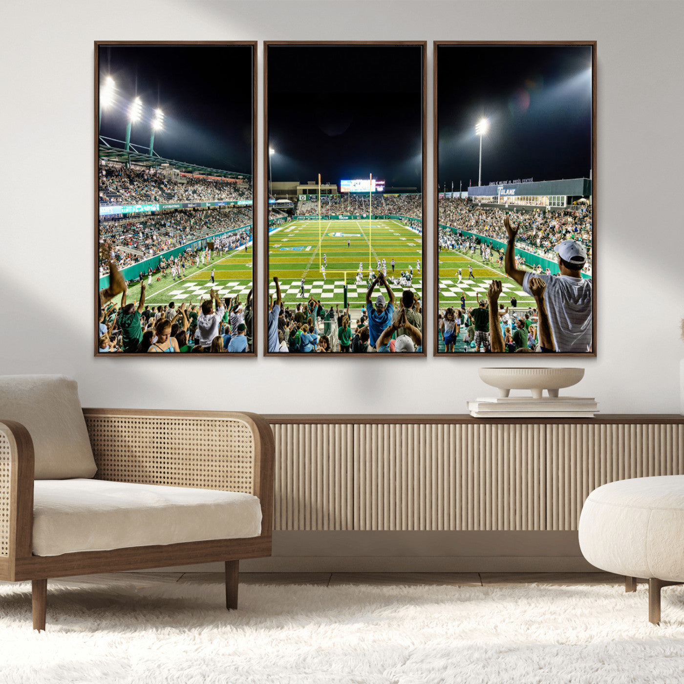 MGV-FC-48X32-3P - The Tulane University Green Wave Football Team Print - New Orleans Yulman Stadium Wall Art Canvas
