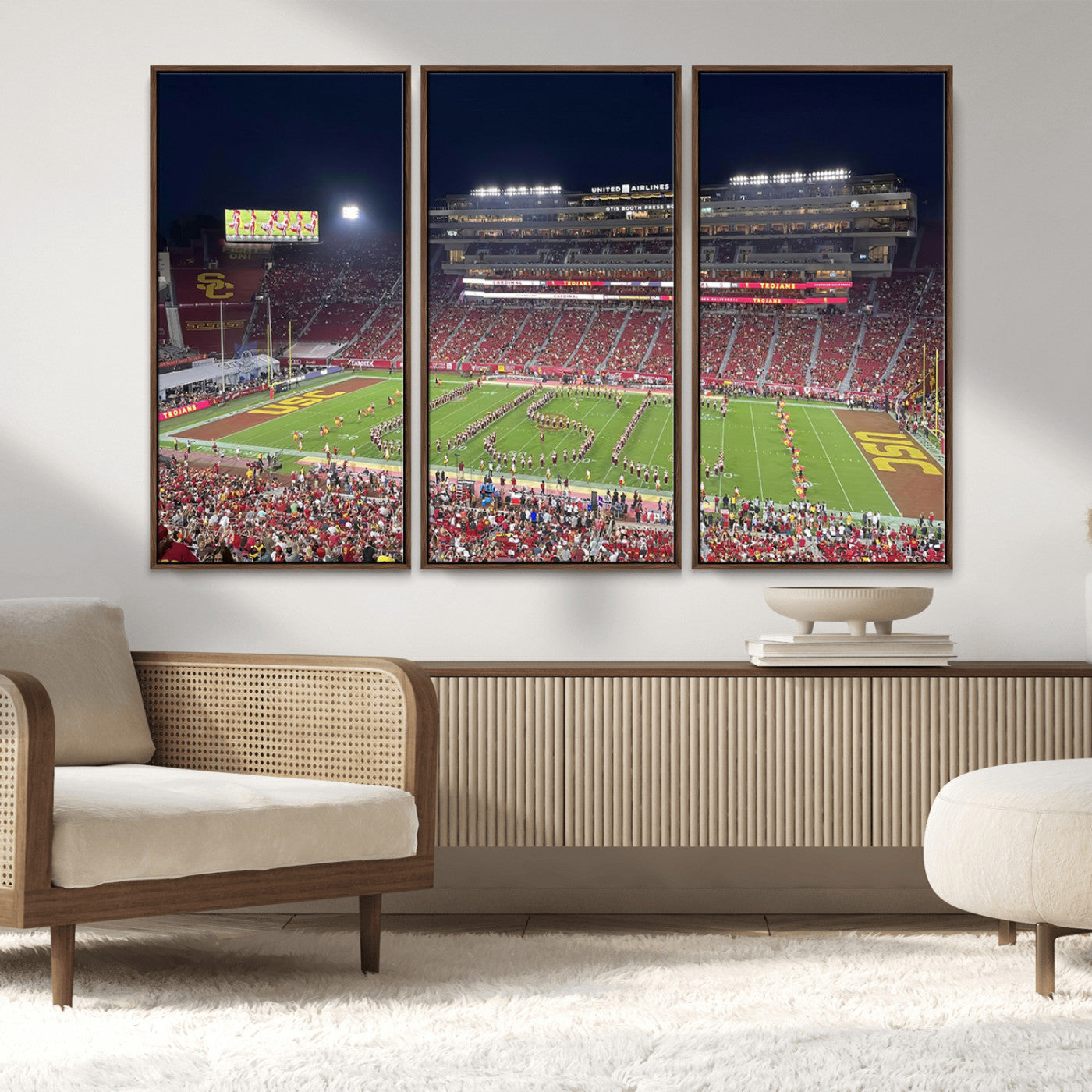 MGV-FC-48X32-3P - The University of Southern California USC Trojans Football Team Print - Los Angeles Memorial